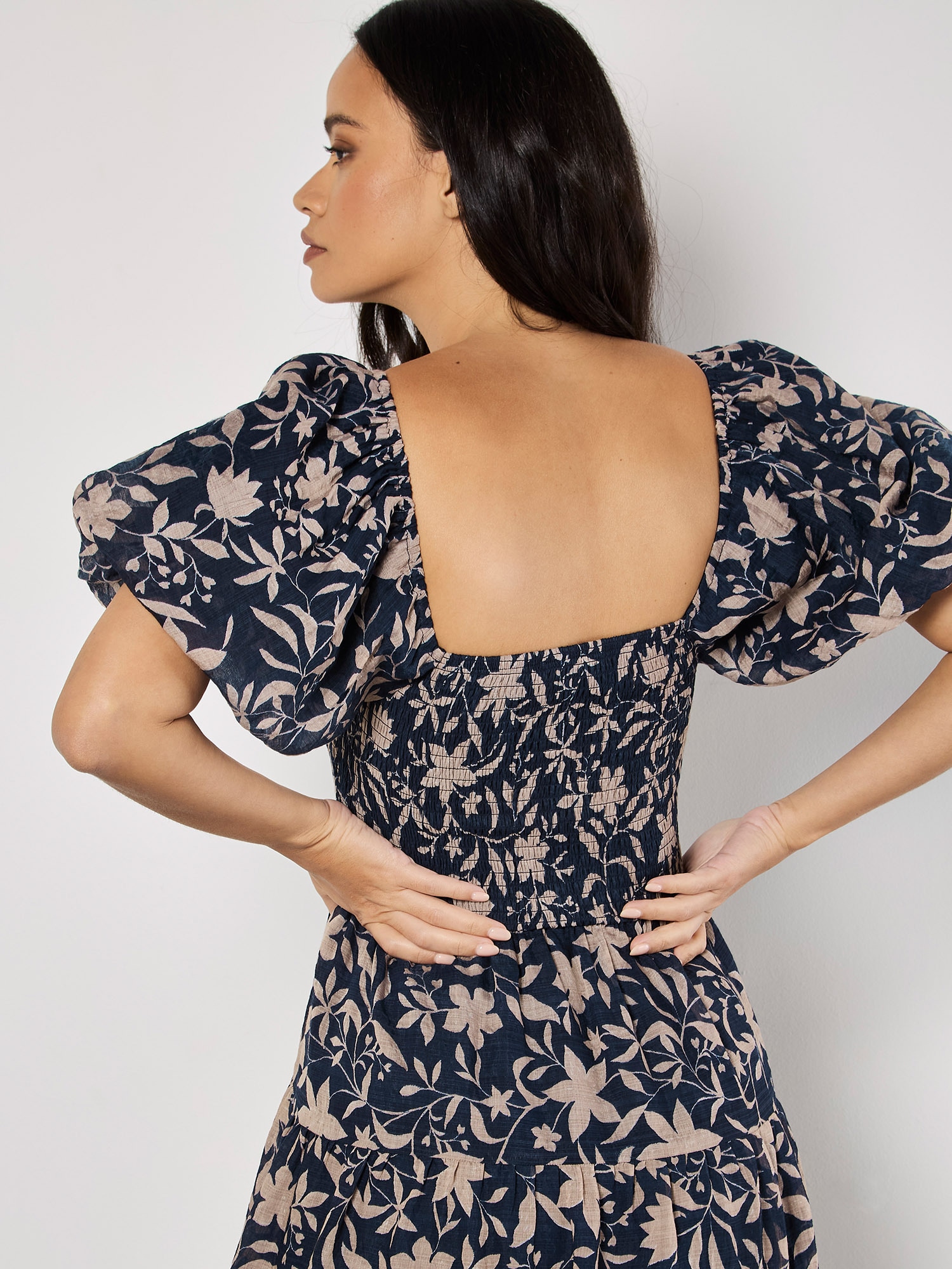 Apricot Druckkleid »Midikleid« mit Puffärmeln