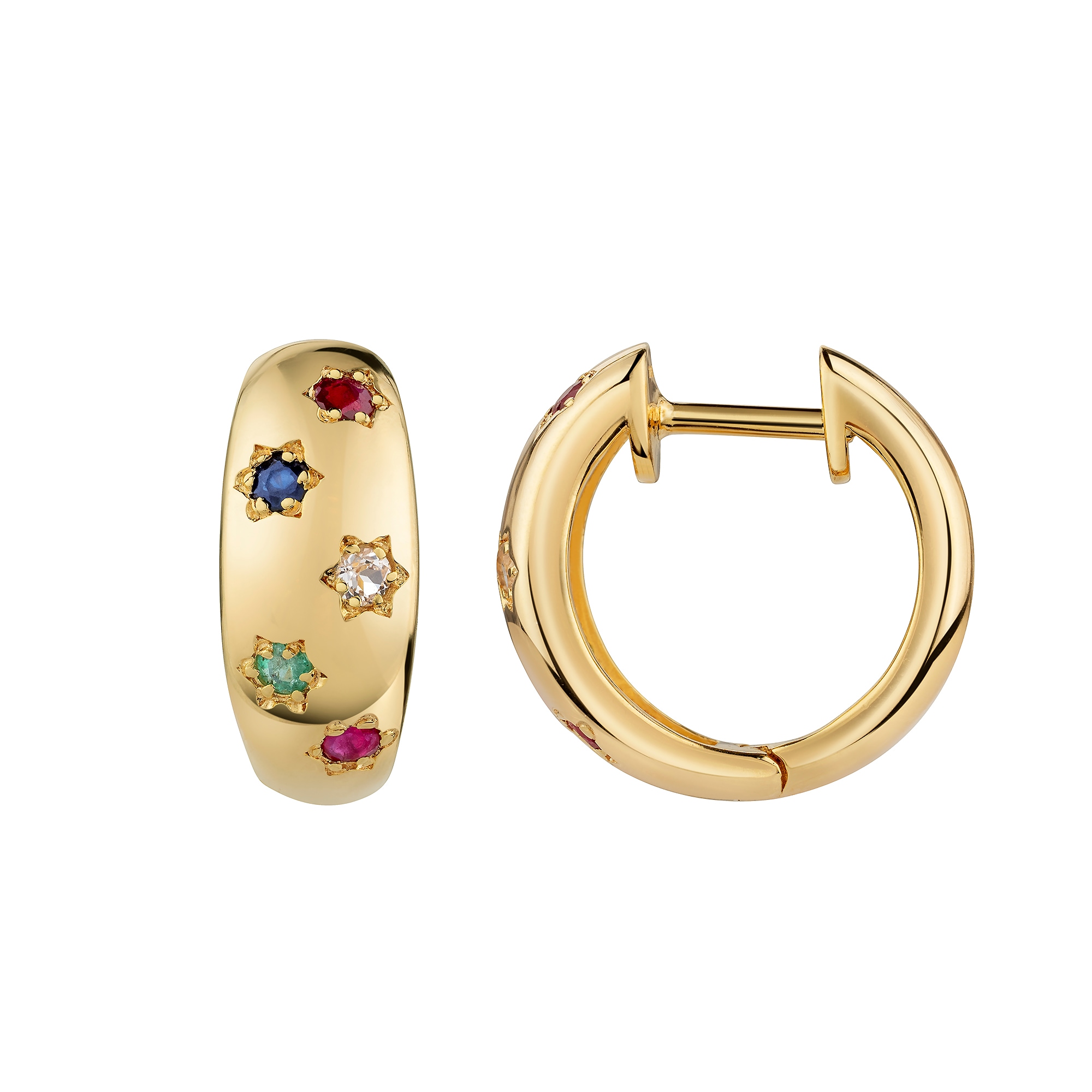 Firetti Paar Creolen »Schmuck Geschenk Silber 925 Ohrschmuck Ohrringe Blumen« mit Rubin, Saphir, Smaragd, Weißtopas