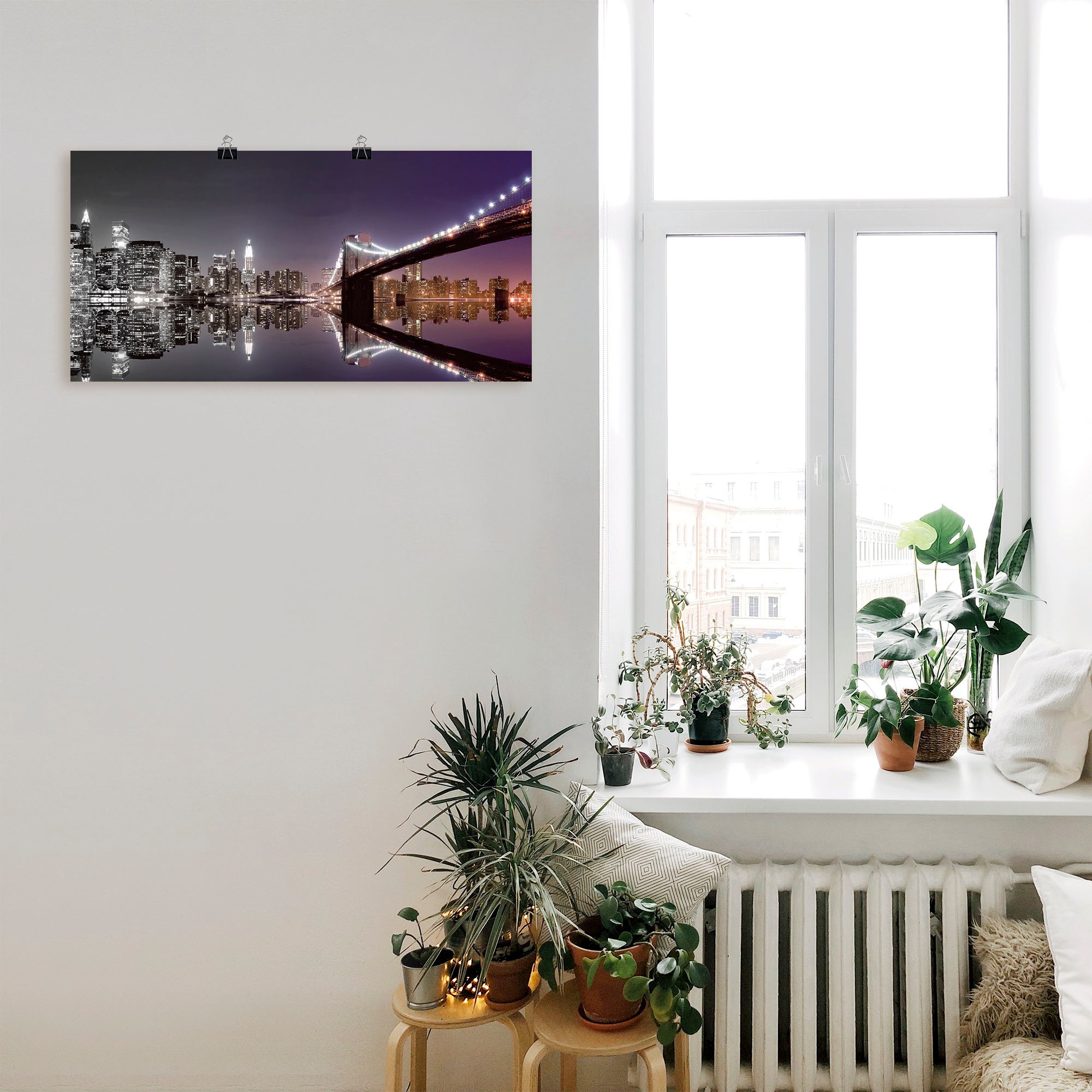 Artland Wandbild »New York Skyline nächtliche Reflektion«, Amerika, (1 St.), als Leinwandbild, Poster, Wandaufkleber in verschied. Größen