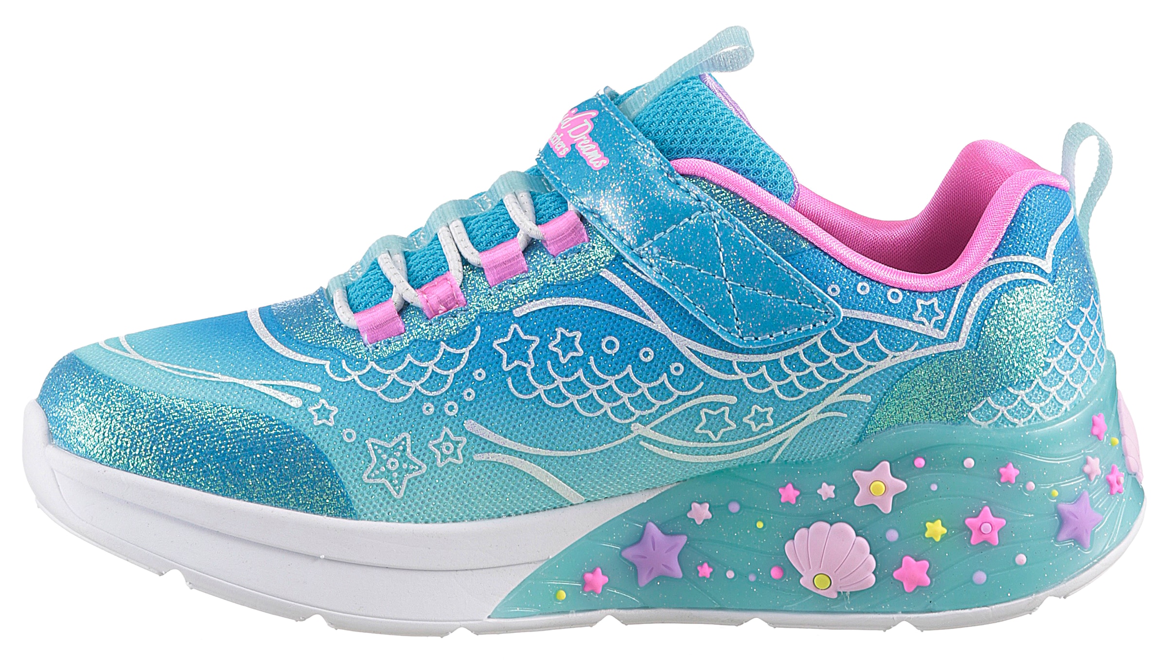 Skechers Sneaker »MERMAID DREAMS LIGHTS«, Blink,-Klettschuh mit Herz-Applikation, Größenschablone zum Download