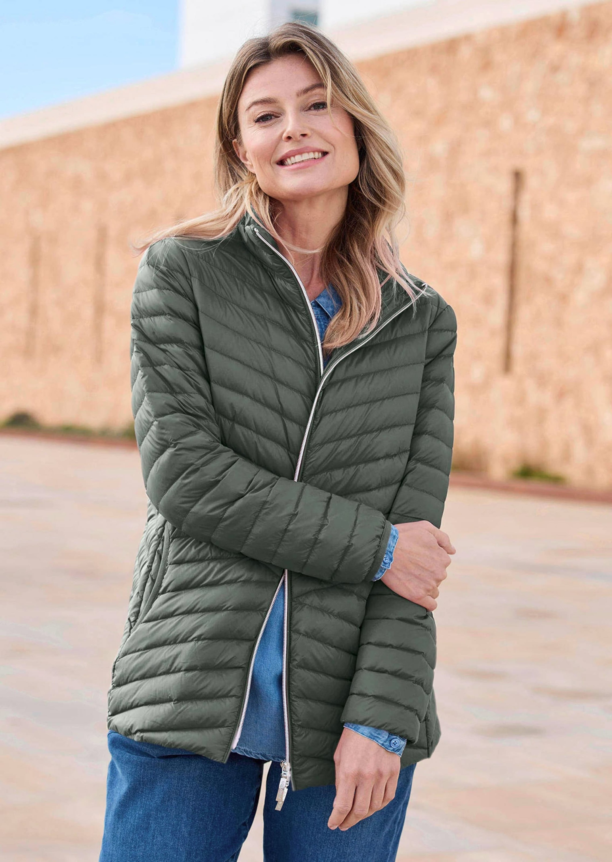 Goldner Herbstjacke Quilted Down Jacket Khaki 42 3