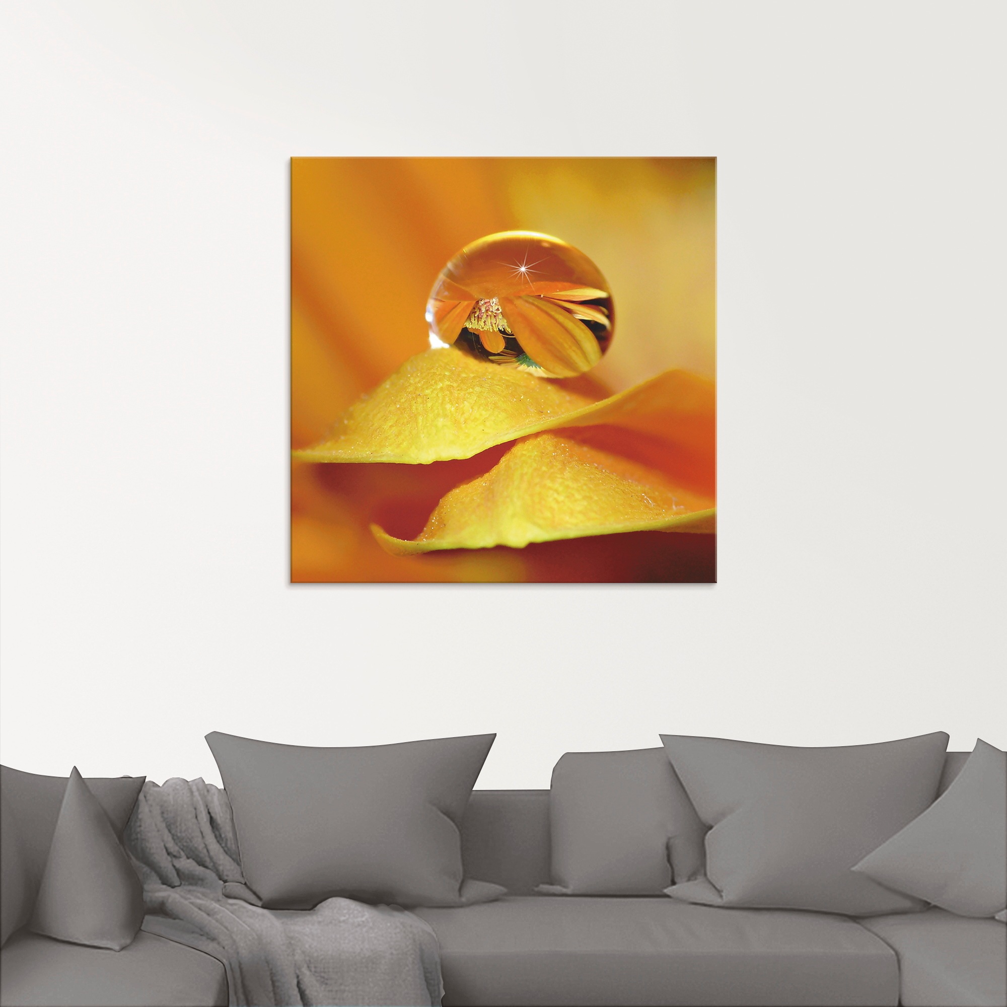 Artland Glasbild »Wassertropfen II«, Blätter, (1 St.), in verschiedenen Größen