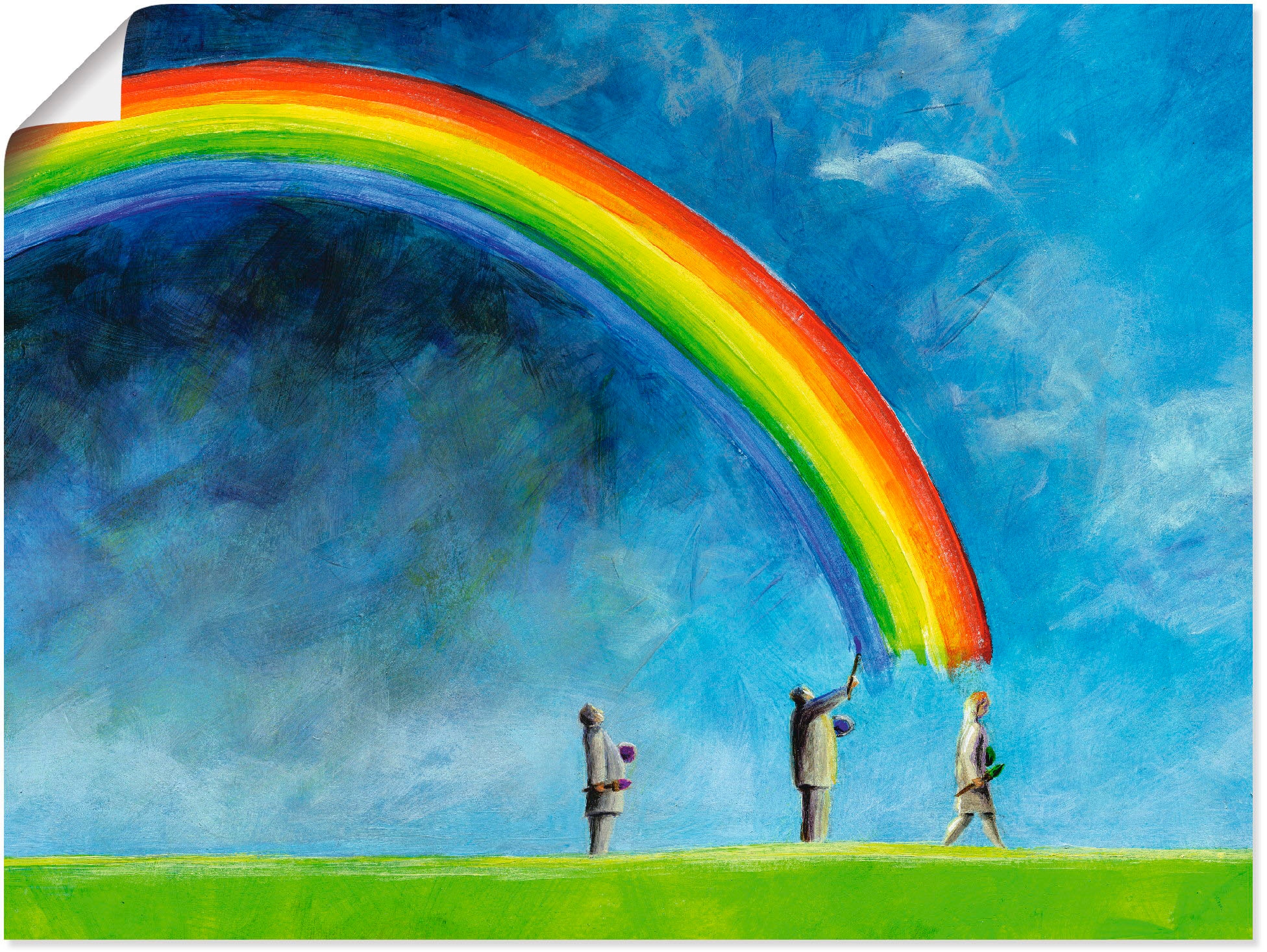 Artland Poster "Regenbogen malen" Gruppen & Familien 1 Stk. tlg. ohne Rahme günstig online kaufen
