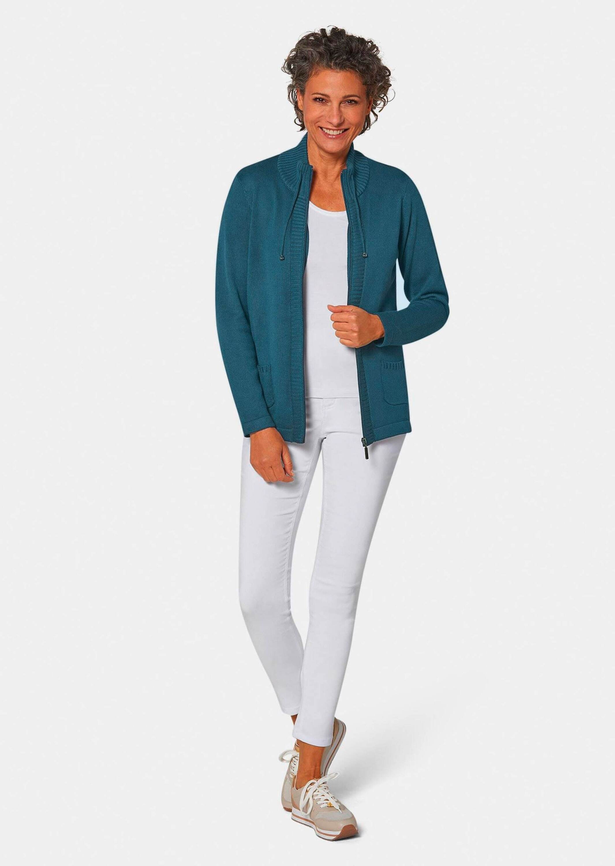 GOLDNER Strickjacke "Kurzgröße Sportliche Strickjacke" Aufwendig in Form ge günstig online kaufen