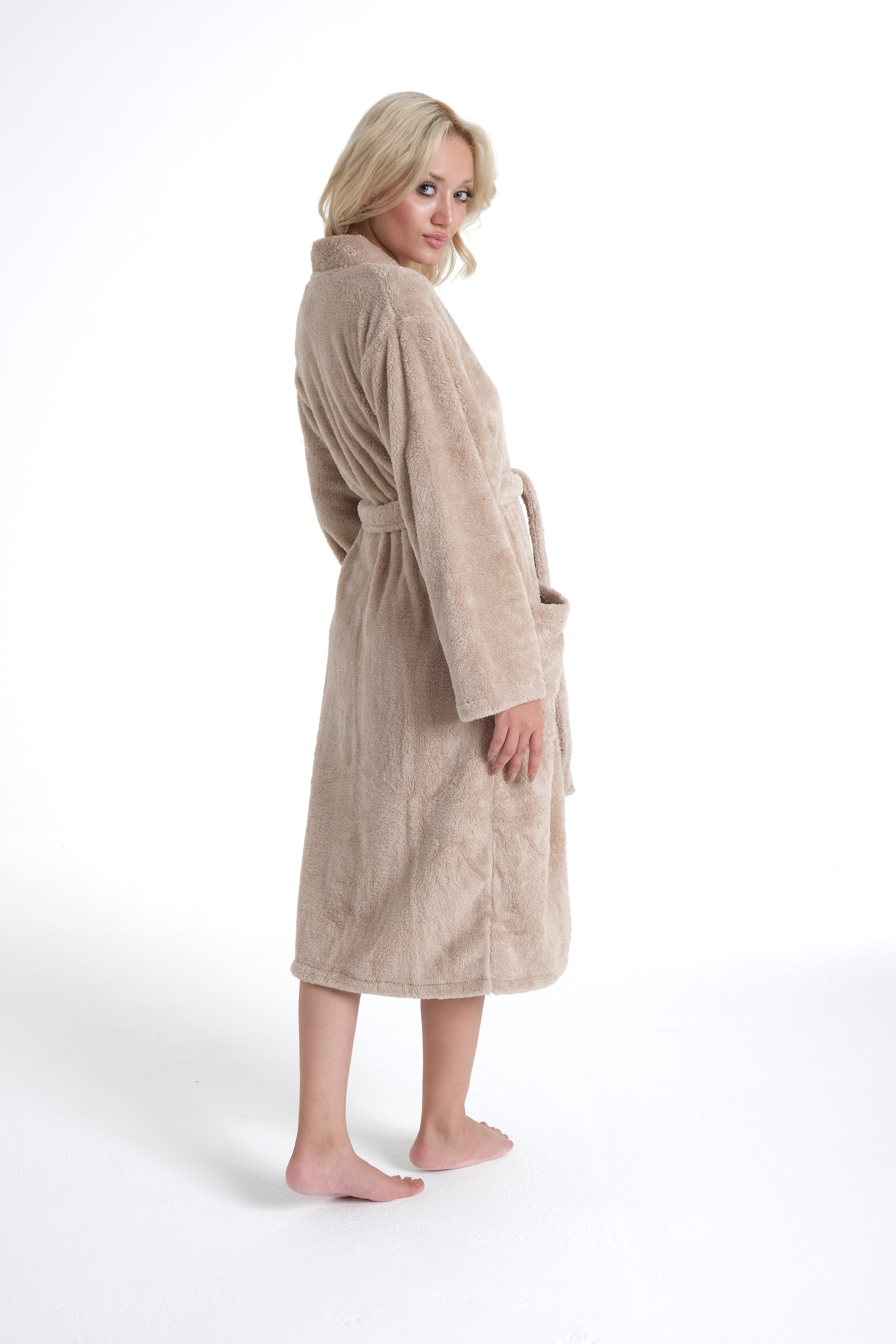 my home Unisex-Bademantel »Lillou Kimono, ideal für Sauna & Spa, Hotelbademantel, Morgenmantel«, (1 St.), kuschelig weicher Fleece, für Damen und Herren, XS-3XL