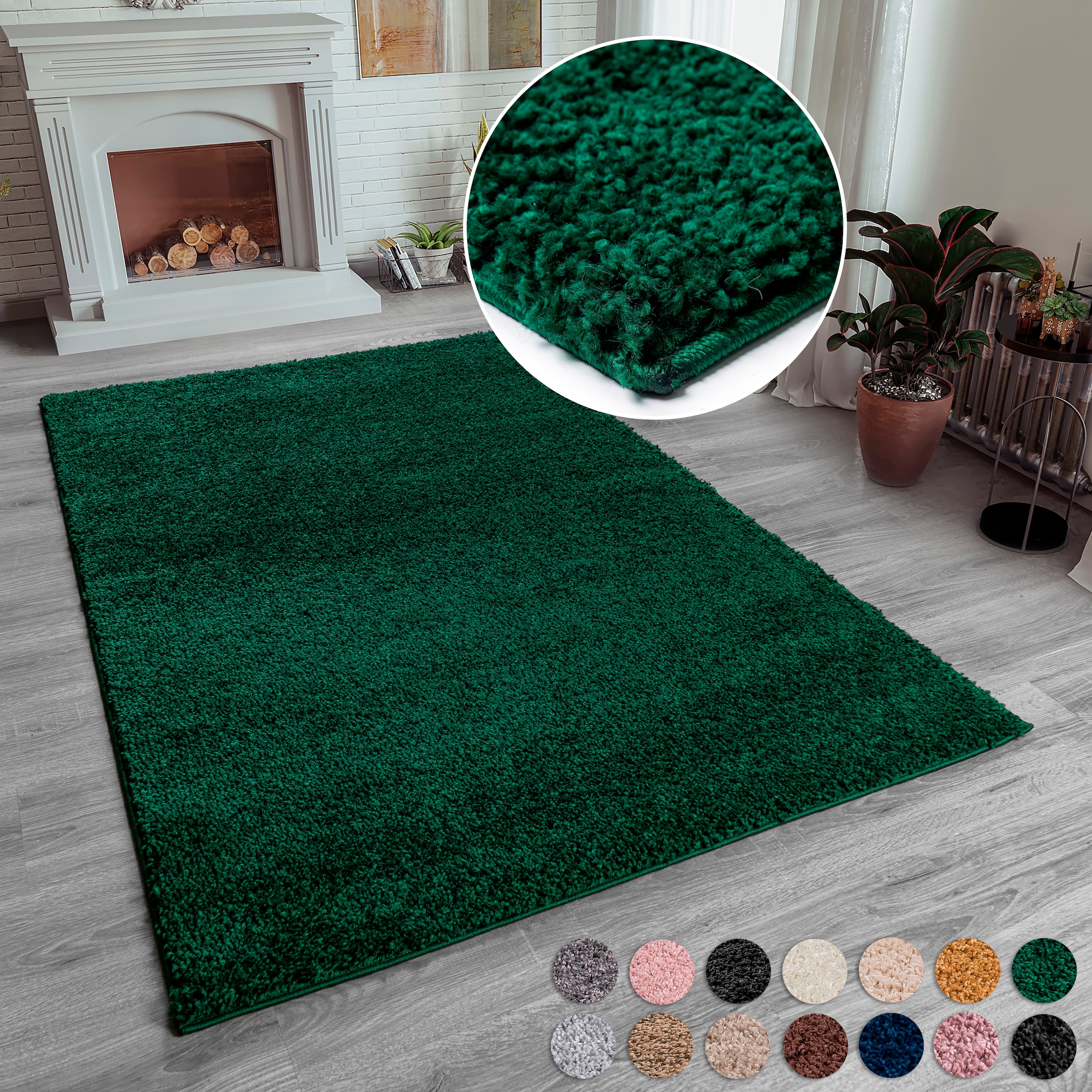 my home Hochflor-Teppich "Shaggy 30" rechteckig 30 mm Höhe Teppich, Uni Far günstig online kaufen