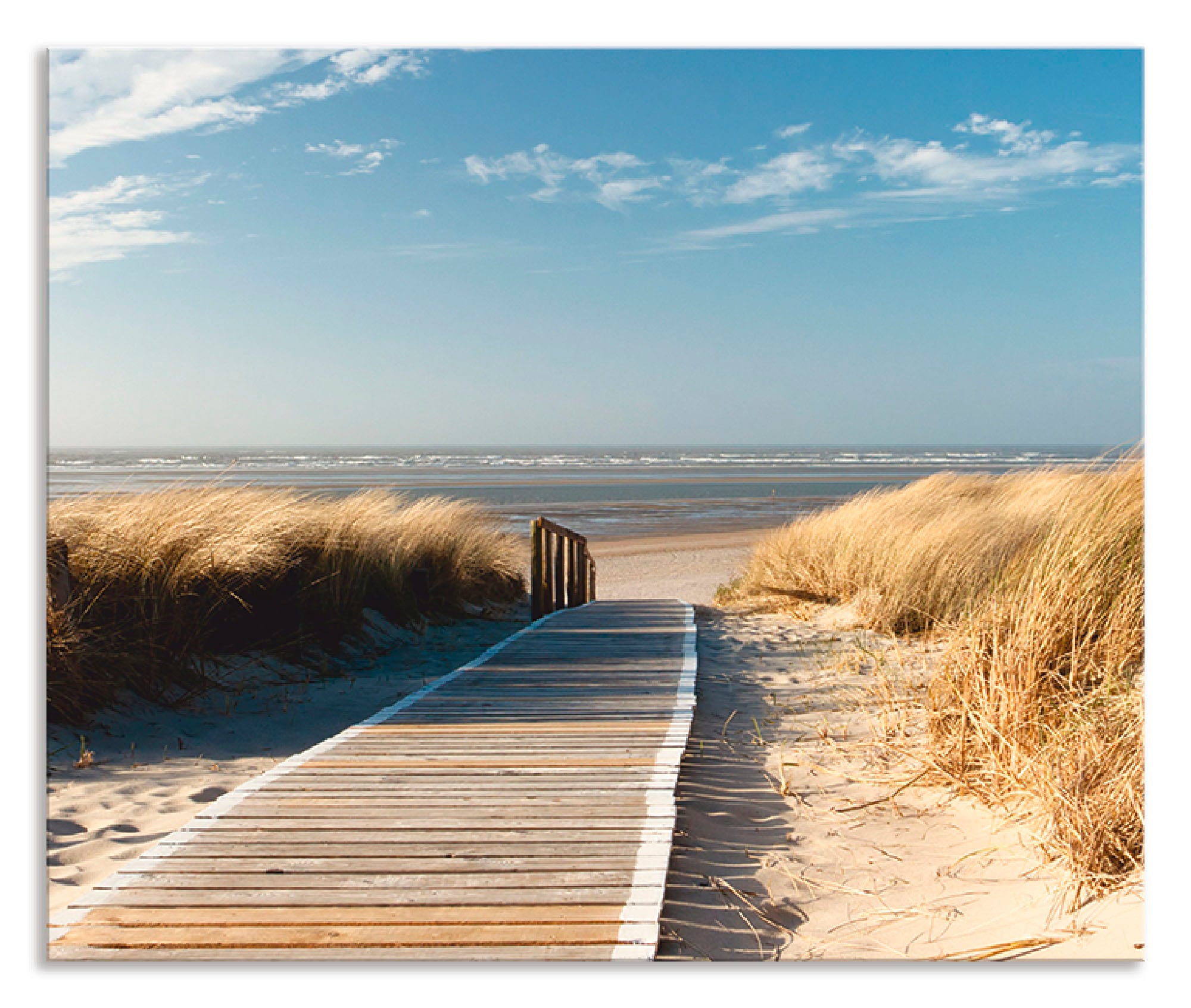 Artland Küchenrückwand »Nordseestrand auf Langeoog - Steg«, (1 tlg.), Alu Spritzschutz mit Klebeband, einfache Montage