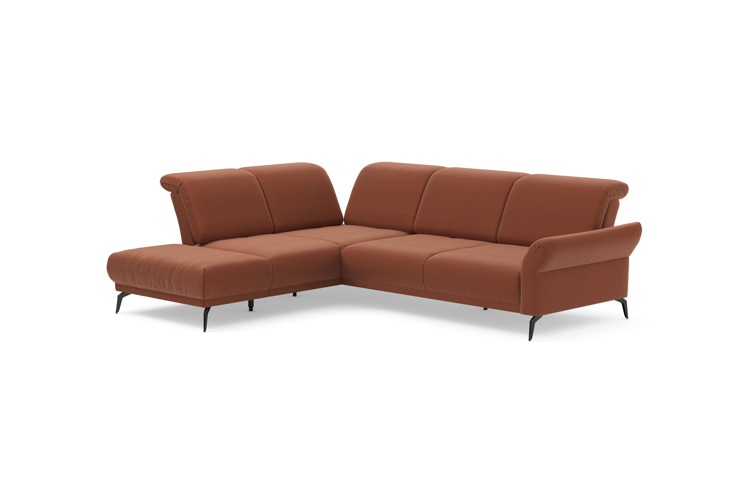 INOSIGN Ecksofa »Coco L-Form«, Sitztiefen-, Arm- und Kopfteilverstellung, Cord-Bezug, Fußhöhe 15 cm