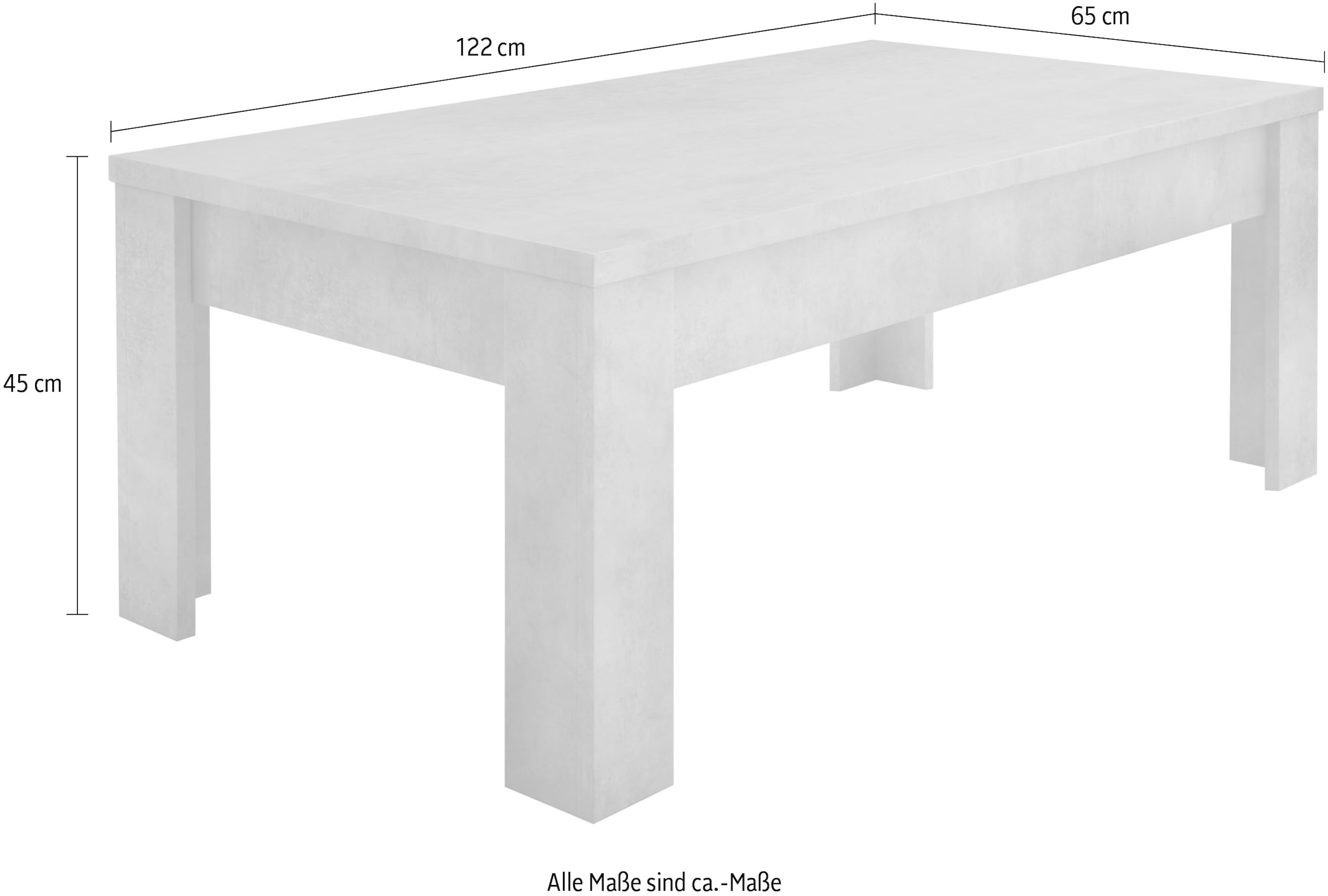 INOSIGN Couchtisch »Dama 122 x 65 cm, Wohnzimmertisch mit Winkelfuß«, Sofatisch, rechteckig, Tischplattenstärke 22 mm