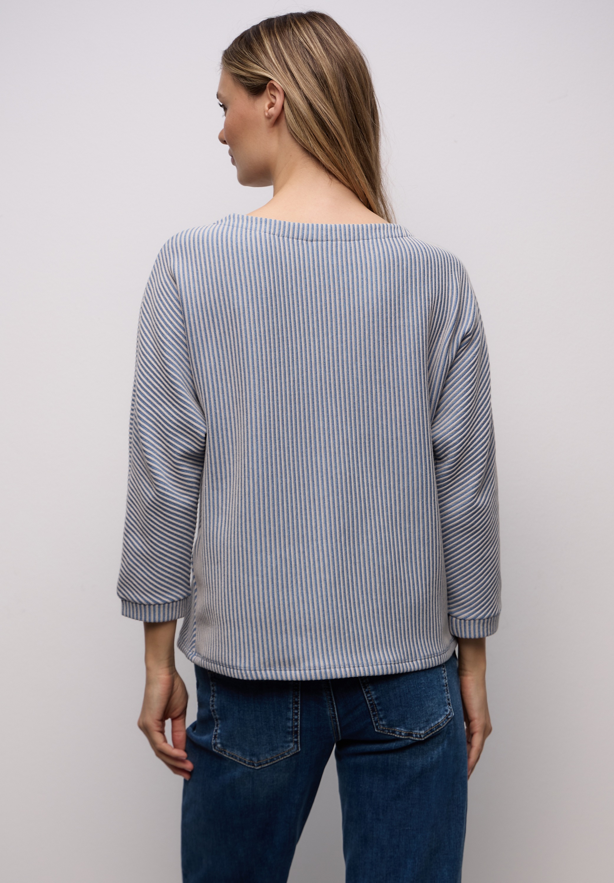 STREET ONE Strickpullover 3/4-Arm mit Two-Tone-Effekt und feinem Strukturmu günstig online kaufen