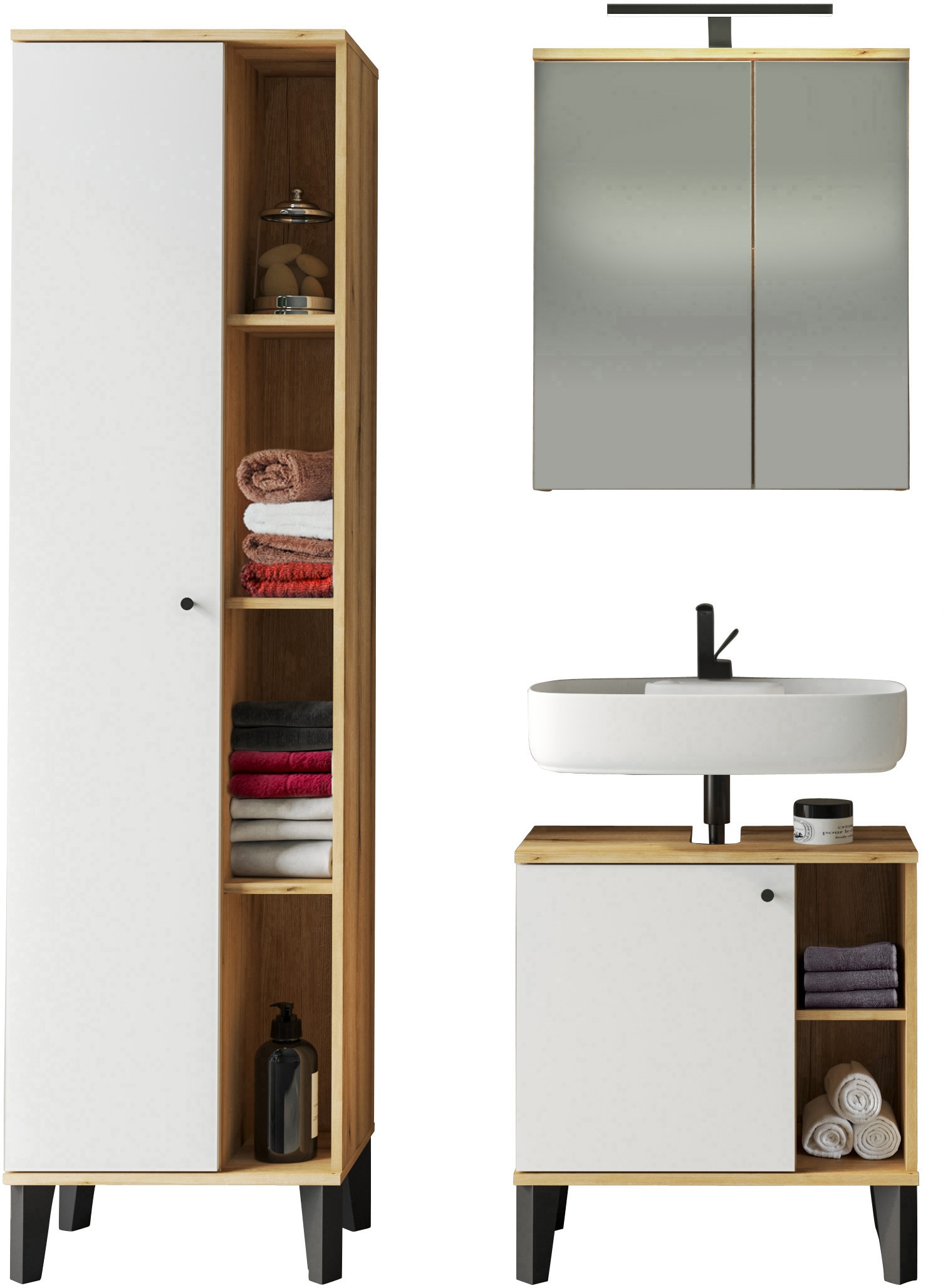 Home affaire Badmöbel-Set "OSLO, Bad im skandinavischen Design, 5-teiliges günstig online kaufen