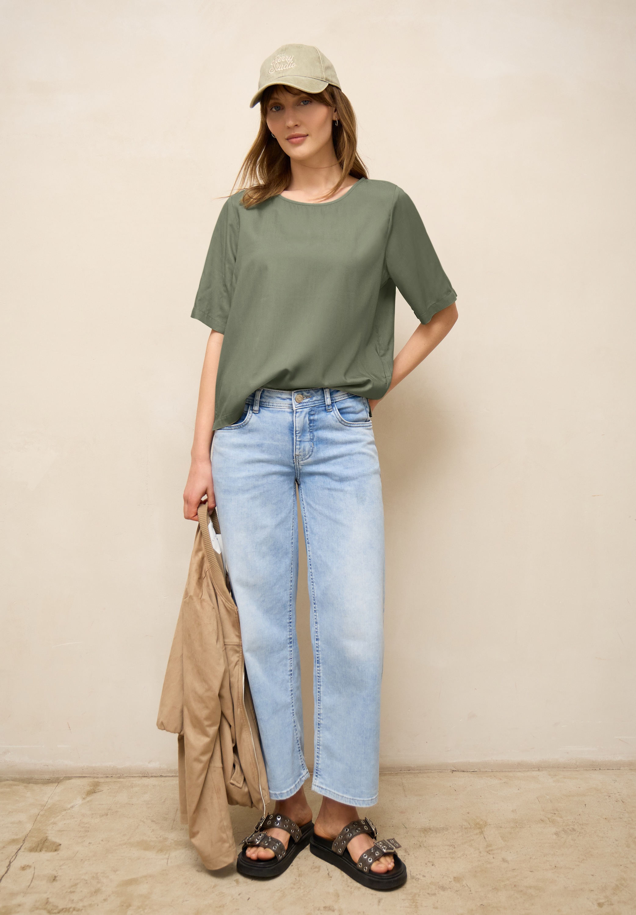 STREET ONE STUDIO Kurzarmbluse aus softer Viskose