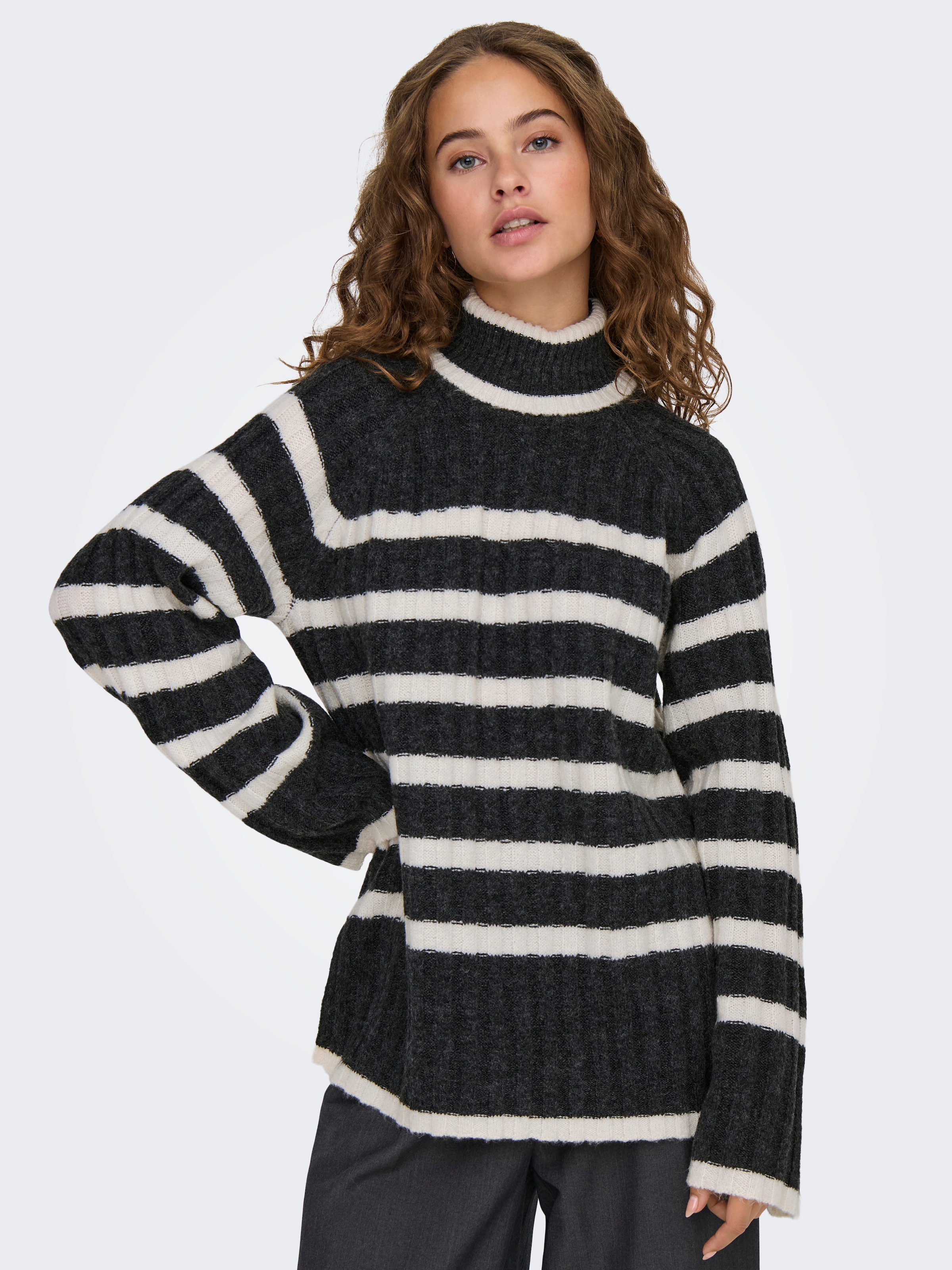 Rollkragenpullover »JDYMILEY L/S LONG STRIPE PULLOV KNT NOOS«