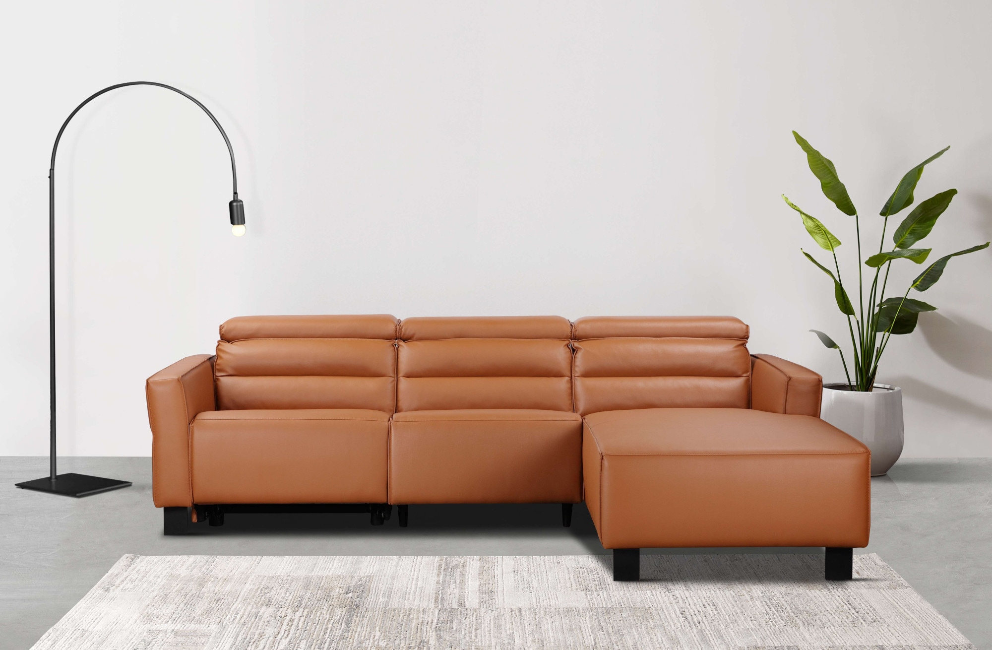 Places of Style Ecksofa »Carpari, L-Form, 263 cm, manuelle o. elektrische Relaxfunktion,«, USB A/C und Kopfteilverstellung
