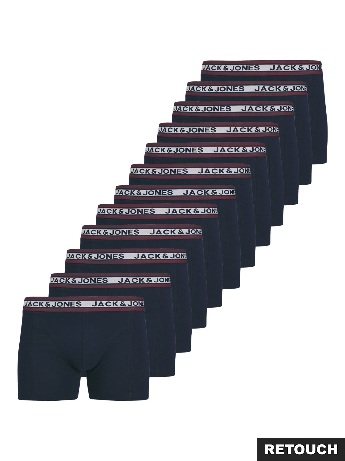 Jack & Jones Trunk "JACSOLID Stretchkomfort, elastisch, bequem mit sportlichem Look" Packung, 12 Stk. bedruckt, modisch, eng anliegend, Baumwollmischung, Bündchen