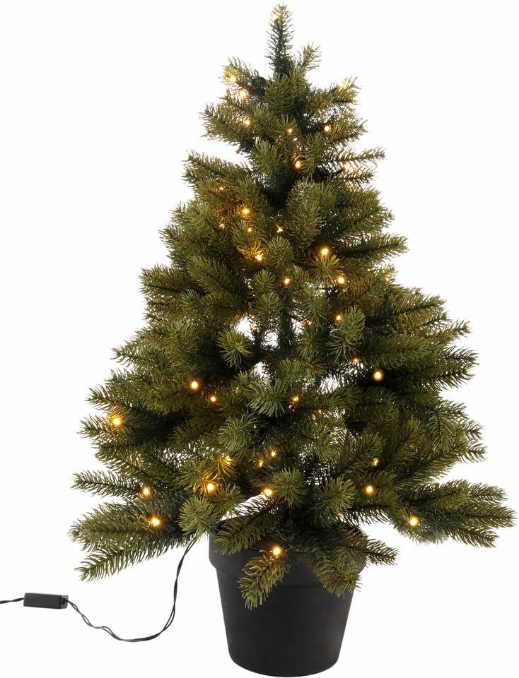 Creativ deco Künstlicher Weihnachtsbaum "Weihnachtsdeko, künstlicher Christbaum, Tannenbaum", mit schwarzem Kunststoff-T