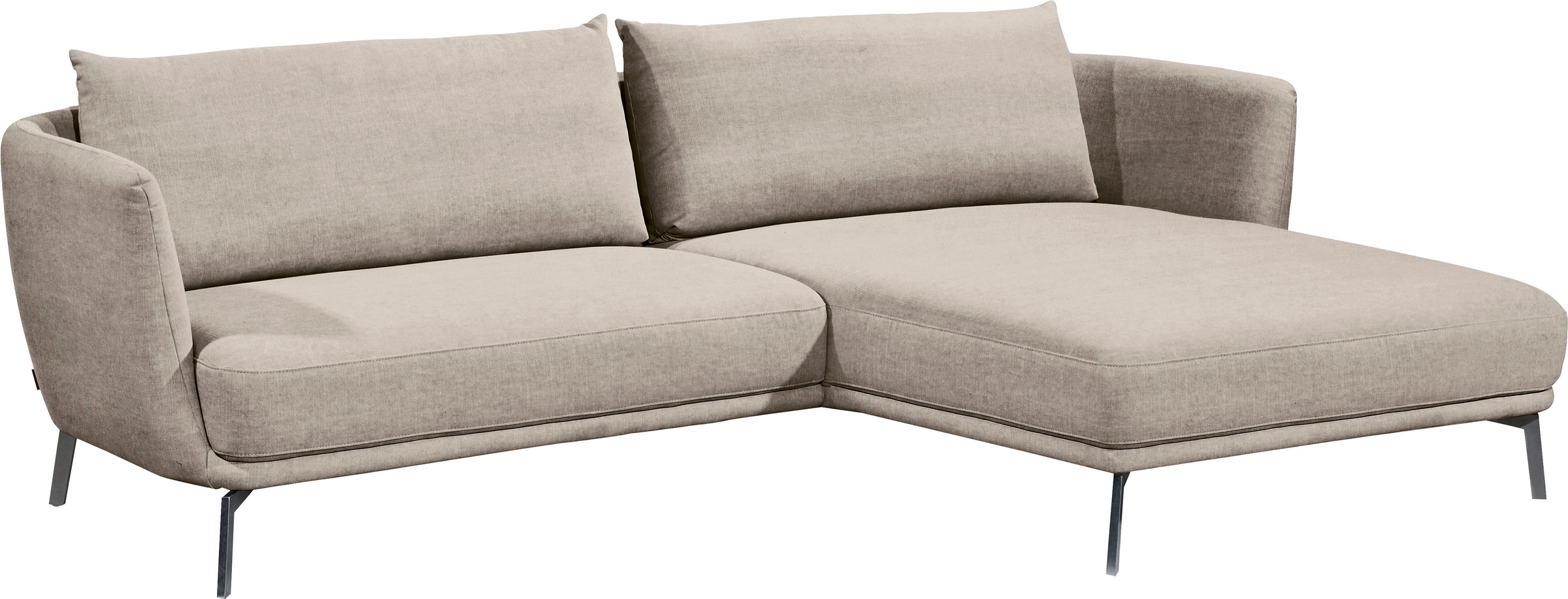 Ecksofa "Pearl, zeitlos und elegant, 5 Jahre Hersteller-Garantie, bequem", beige (sand), B:270cm H:71cm T:160cm, 100% Polyester, SCHÖNER WOHNEN-KOLLEKTION, Sofas, Ecksofa, L-Form, Maße (B/H/T): 270/71/160 cm, Füße Metall