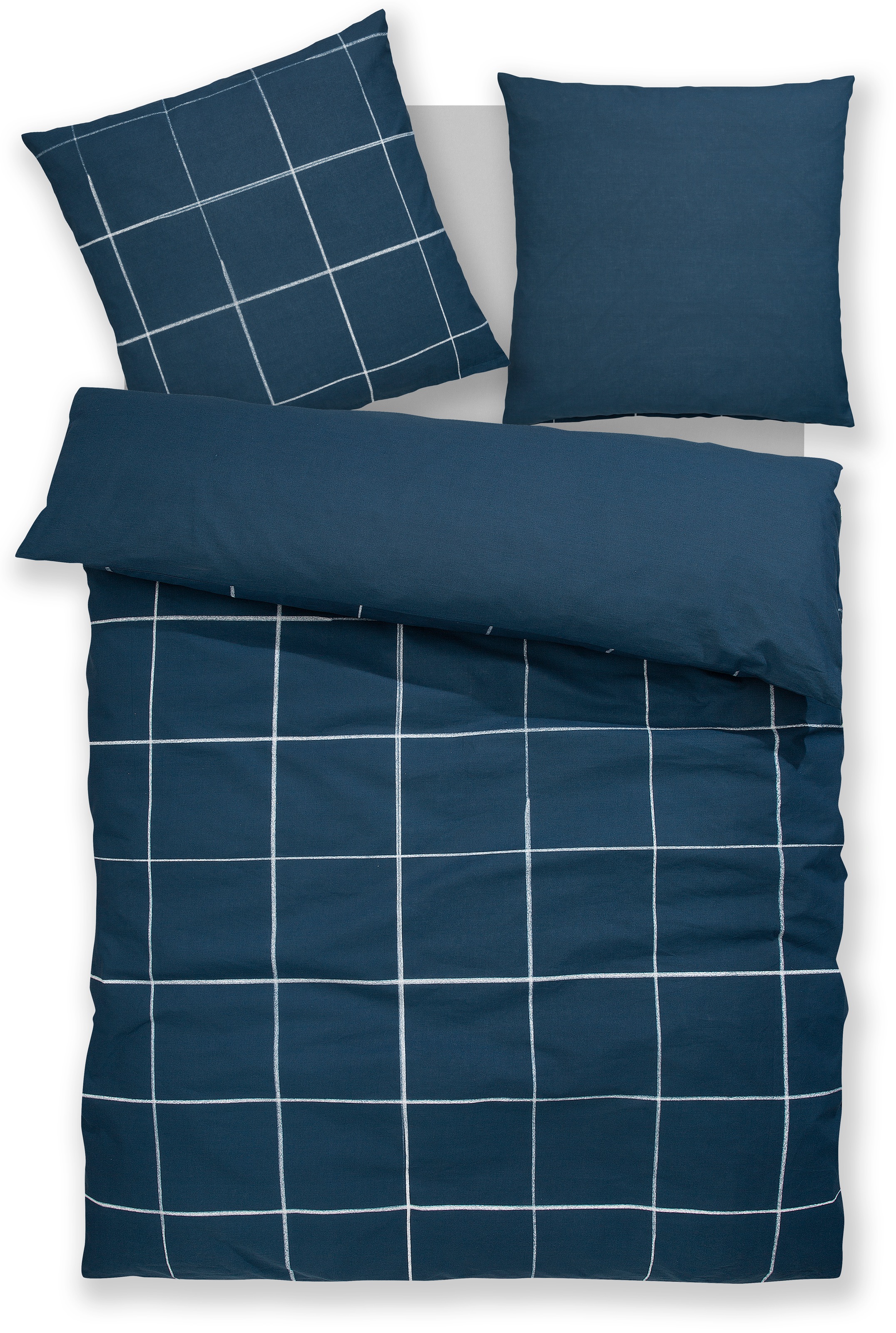 OTTO home Bettwäsche "Nature" 2 Stk. Bettwäsche in unregelmäßigem Karo-Must günstig online kaufen