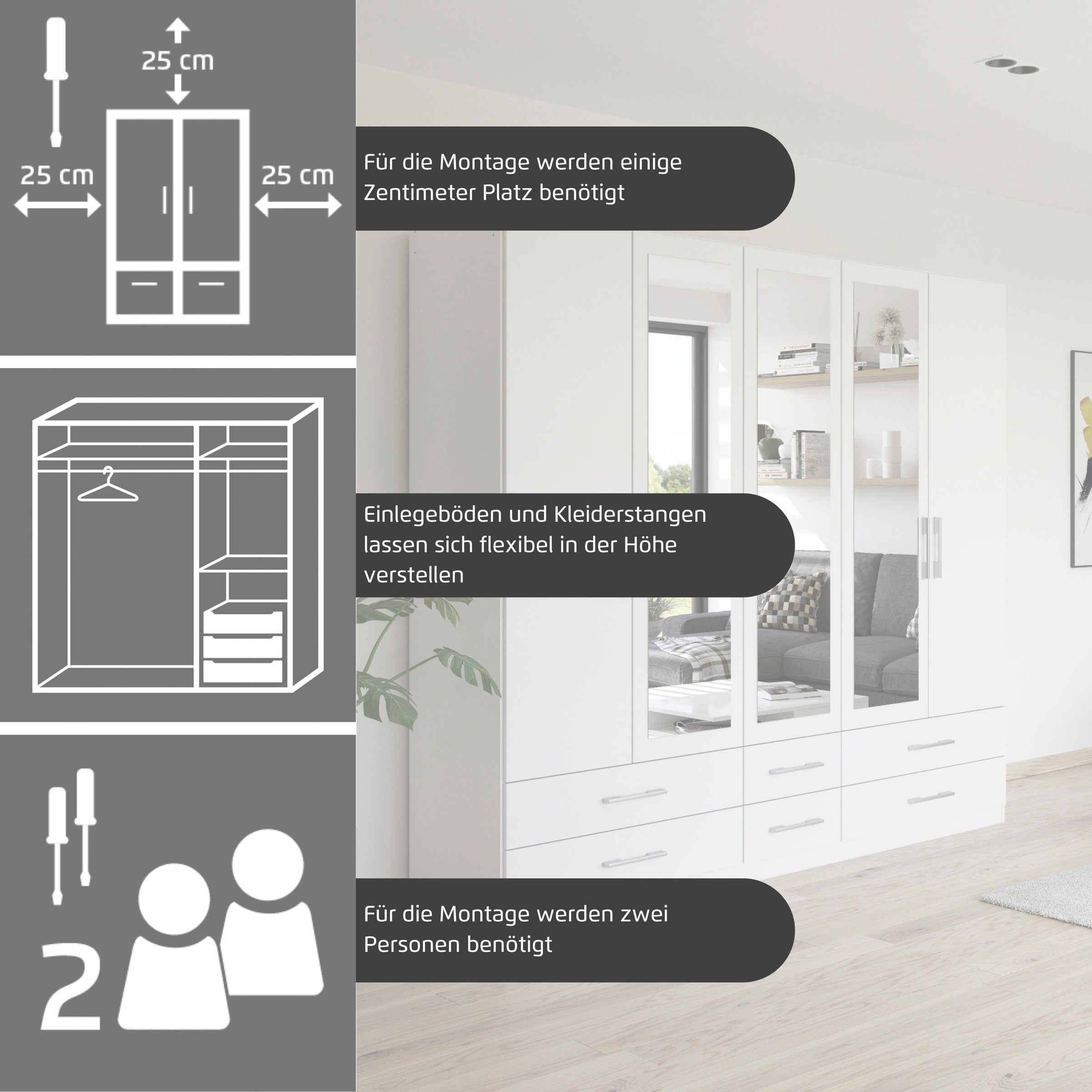 Thumbnail - rauch Kleiderschrank "Schrank Garderobe Wäscheschrank HERSBRUCK in 2 Breiten" Breiten: 226 oder 271 cm, Höhe 210 cm