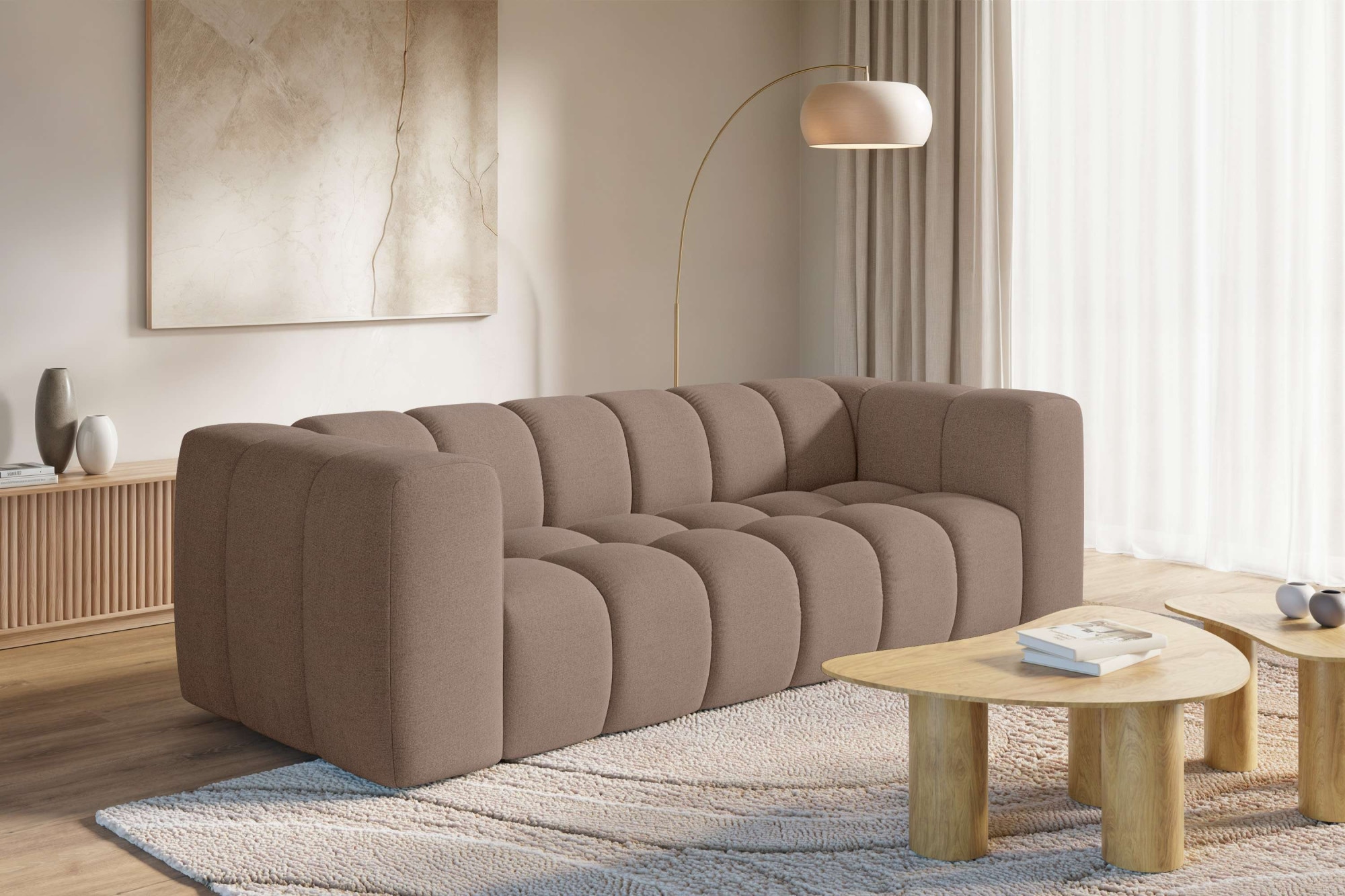 homsy by Ana Johnson Big-Sofa ""L" BOUBELLE Design-Sofa mit Steppung, Bubble-Optik, Breite 246 cm" 4-Sitzer mit Wellenunterfederung, L Sitztiefe 63 cm