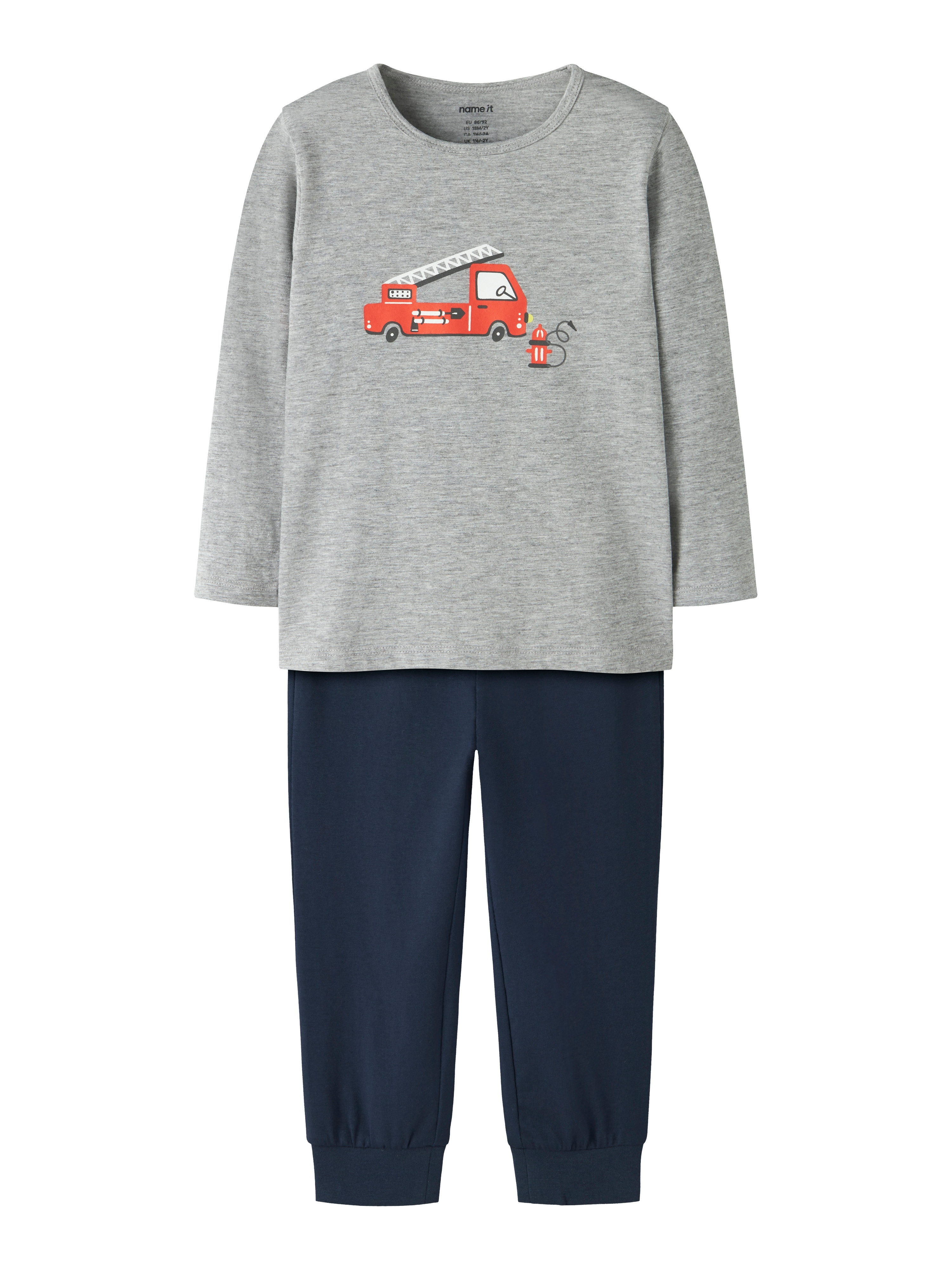 Name It Schlafanzug "NMMNIGHTSET GREY FIRETRUCK NOOS" Set, 2 tlg.