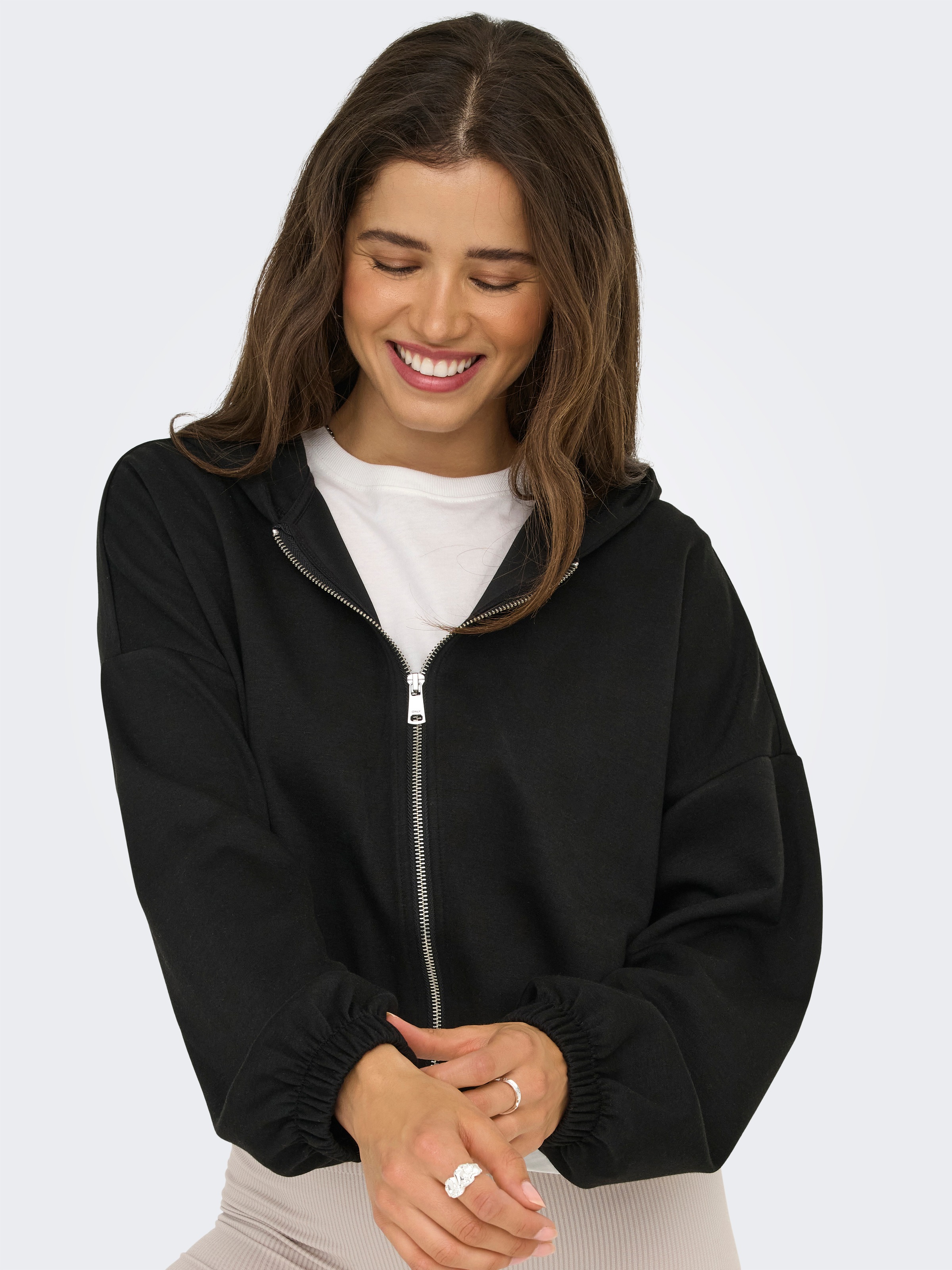 ONLY Kapuzensweatshirt "ONLSCARLETT LS ELASTIC ZIP HOOD SWT NOOS" günstig online kaufen