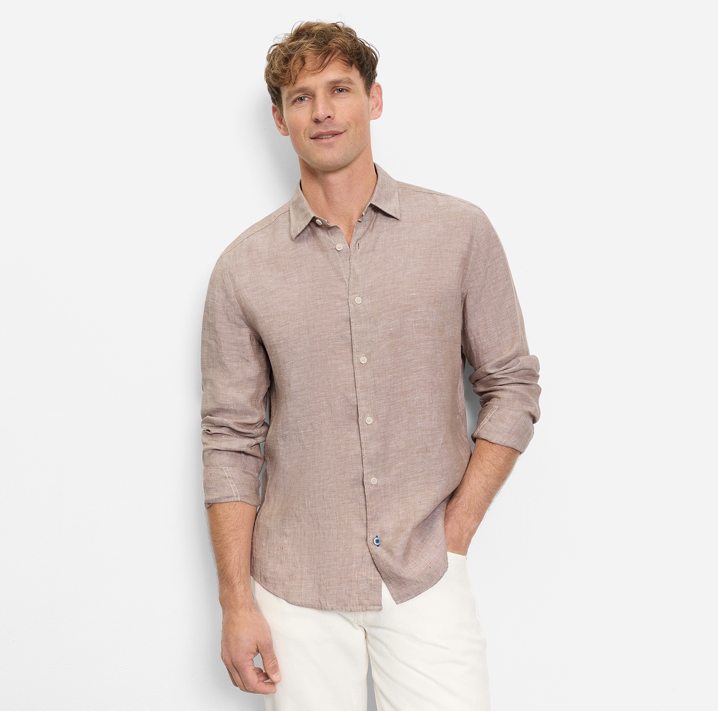 OLYMP Leinenhemd Kentkragen, casual