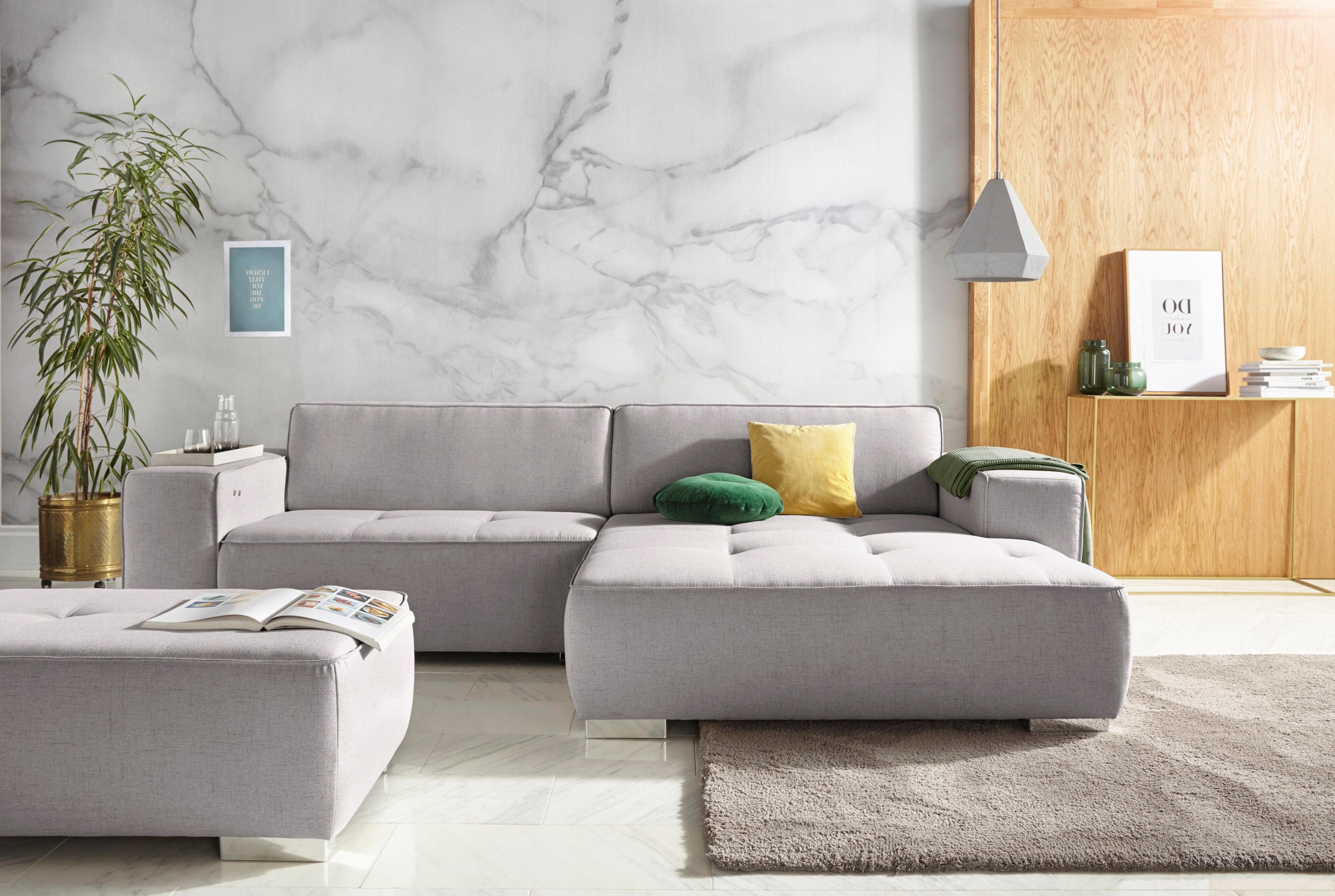 OTTO home Ecksofa "Sapporo L-Form" wahlweise Schlaffunktion oder Sitztiefenverstellung, Federkern