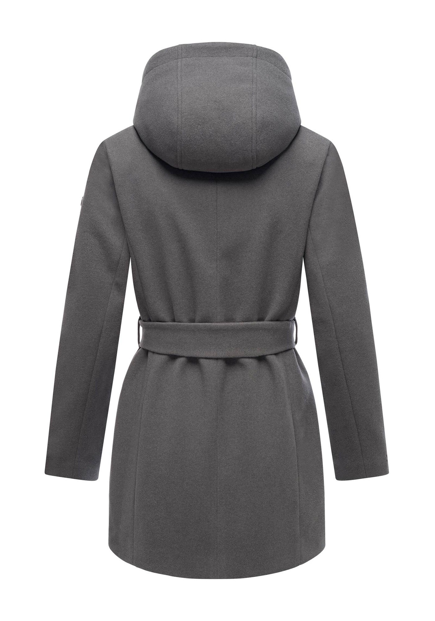 Marikoo Kurzmantel »Katalinaa«, Eleganter Wickel Mantel mit Taillengürtel und Oversized Hood Kapuze