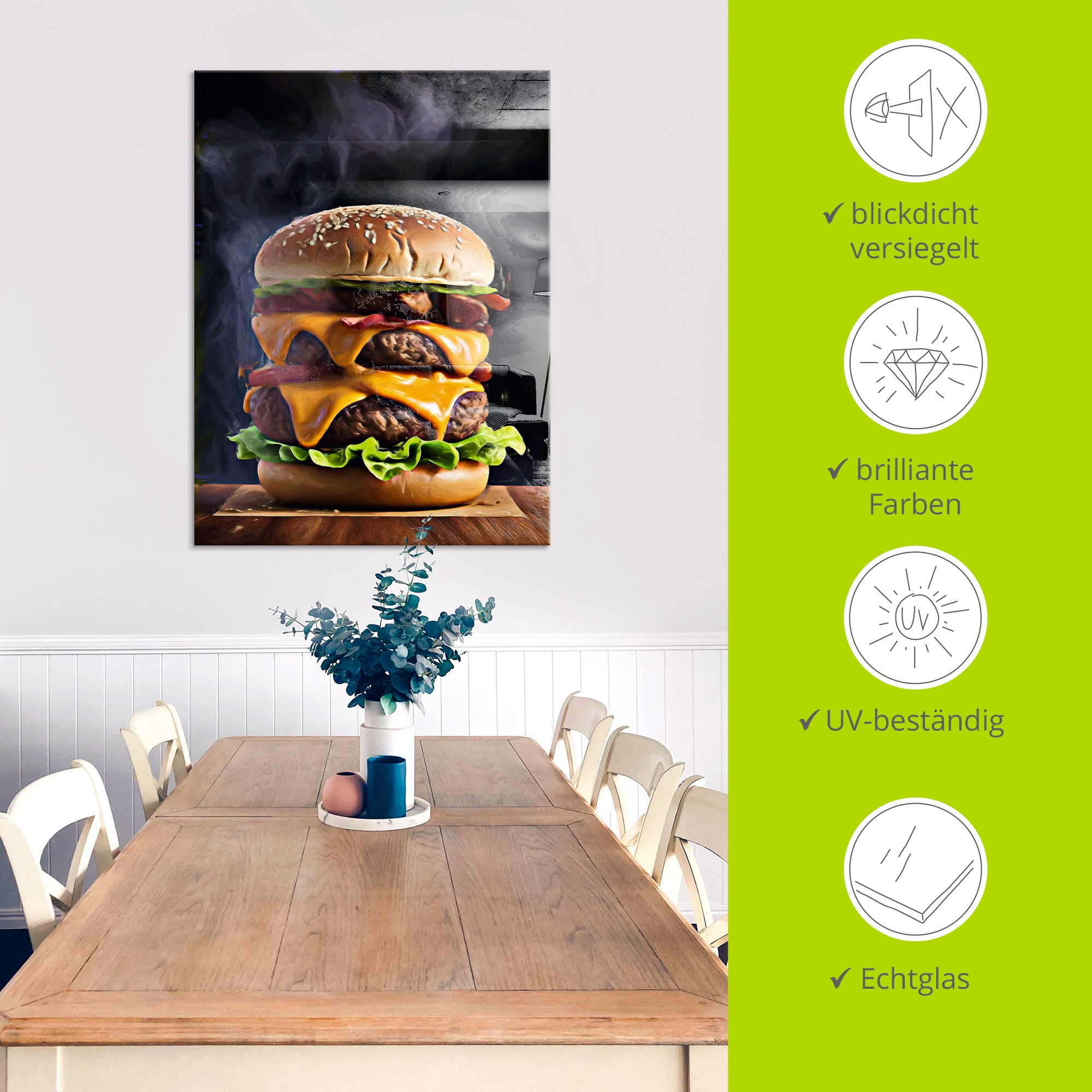 Artland Glasbild »Monster Burger« Speisen 1 Stk. tlg. in verschiedenen Größen