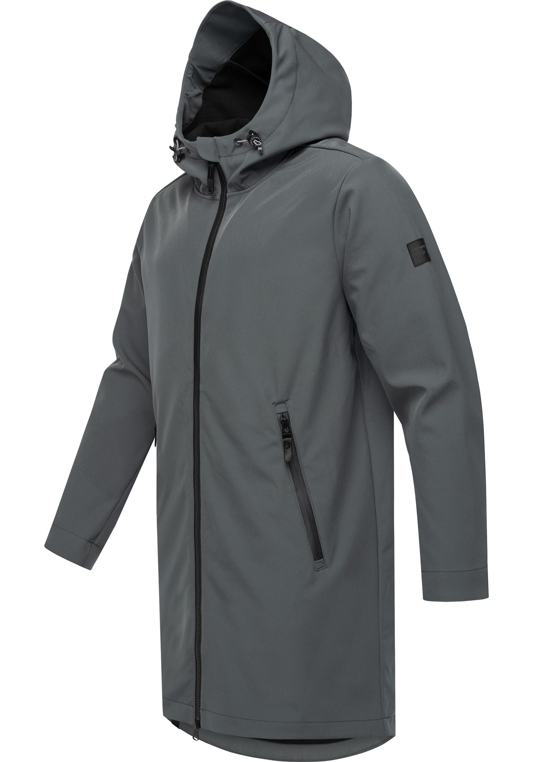 Ragwear Softshellparka »Shellwie Long«, mit Kapuze, Wasserdichter Herren Softshellmantel mit Kapuze