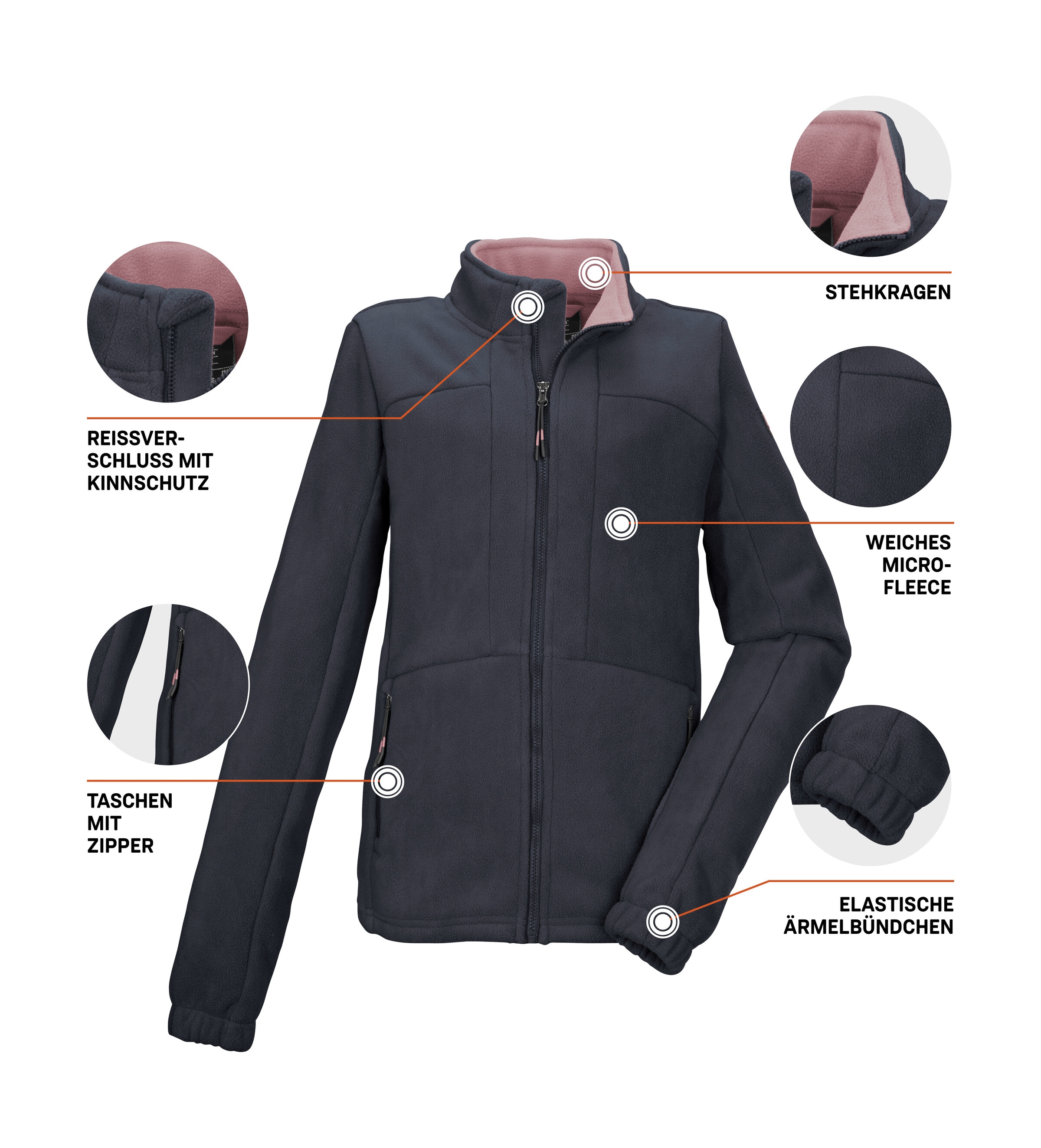 Killtec Fleecejacke »KOW 216 GRLS FLC JCKT«, Fleecejacke mit Kinnschutz, elastischen Bündchen und Zipper-Taschen