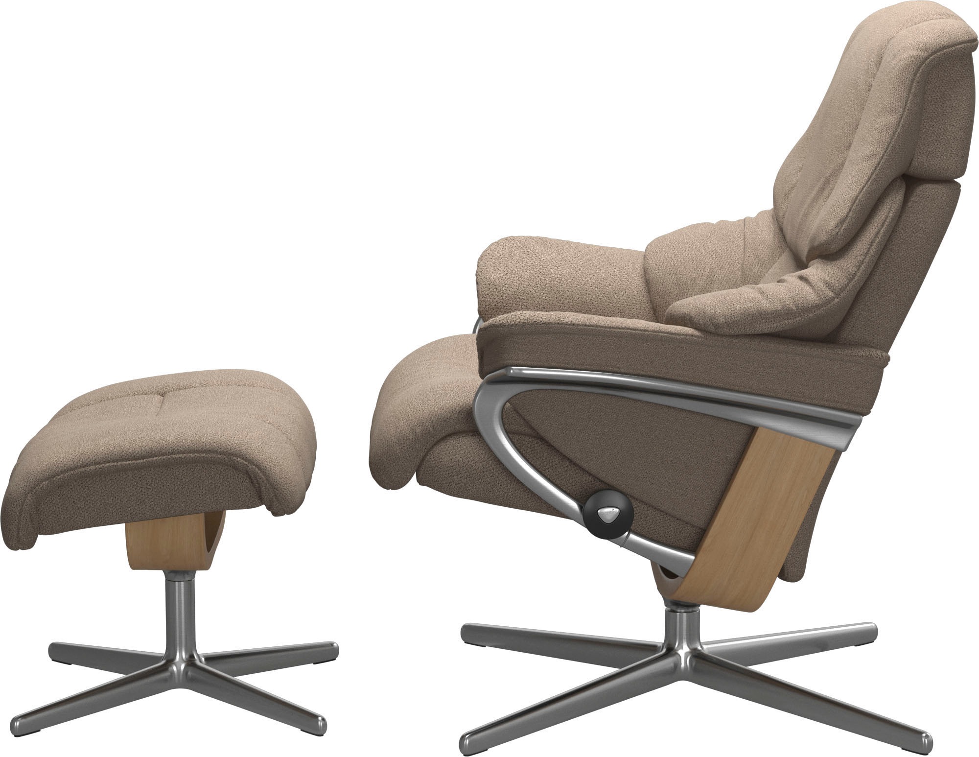 Stressless® Relaxsessel »Reno«, (Set, Relaxsessel mit Hocker), mit Hocker, mit Cross Base, Größe S, M & L, Holzakzent Eiche