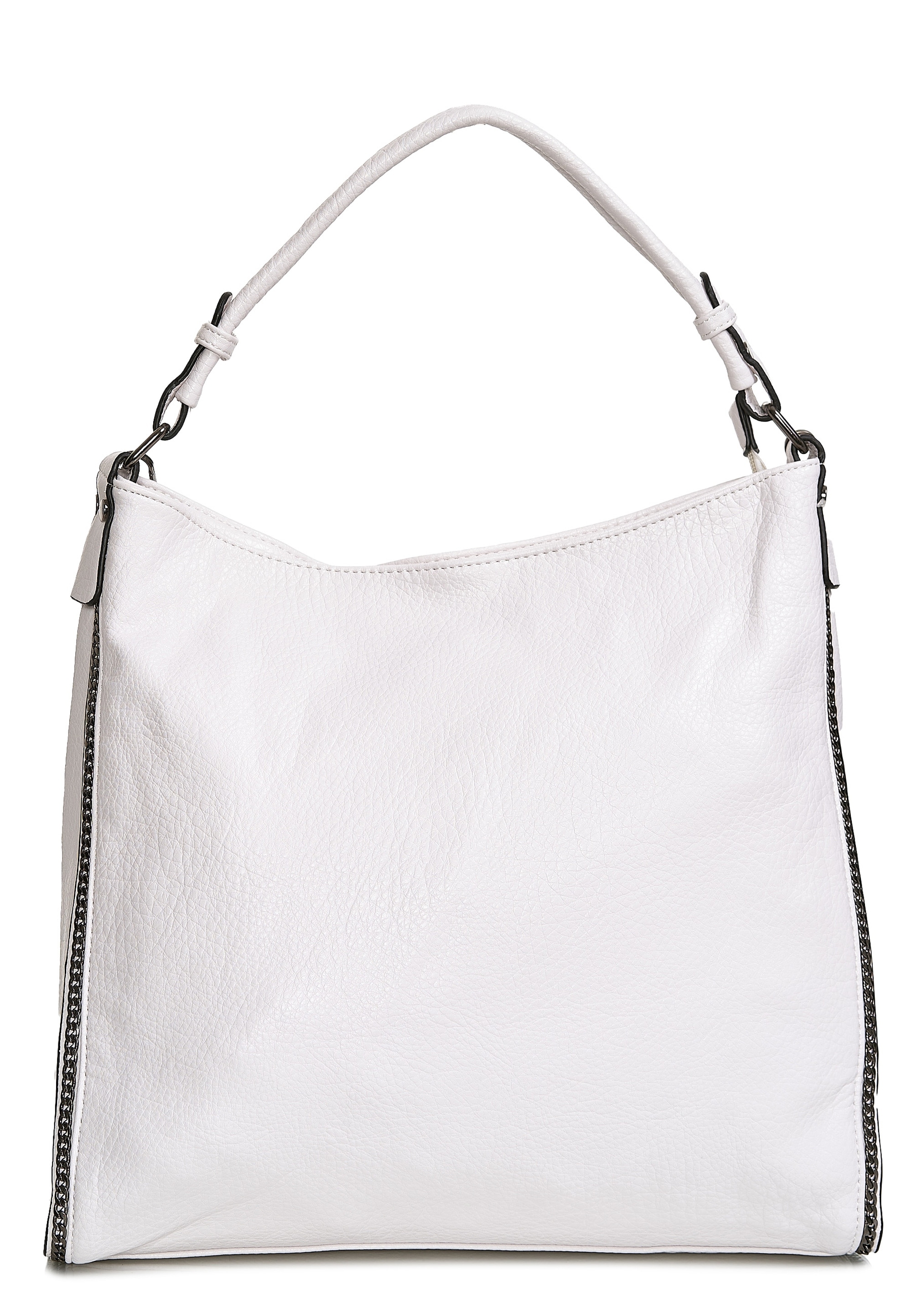 Schultertasche HARPA "HULA", Damen, Gr. B/H/T: 9cm x 35cm x 35cm, weiß, Polyurethan (PU), unifarben, Taschen Schultertasche, mit seitlichen Kettendetails