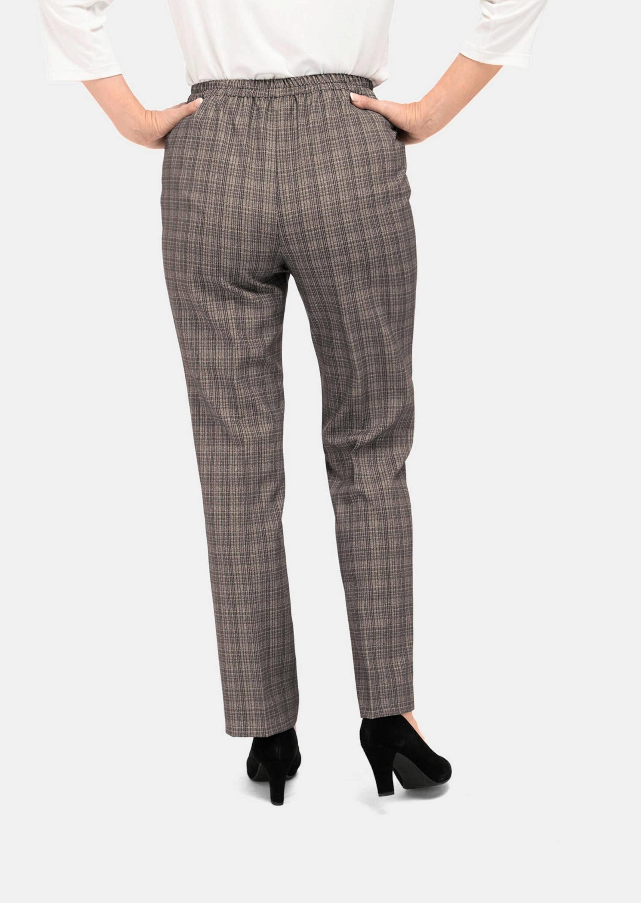 Schlupfhose GOLDNER "Re-fresh Karoschlupfhose", Damen, Gr. 38, N-Gr, beige, Obermaterial: 100% Polyester COOLMAX PES(Coolmax)., Hosen Schlupfhose 3