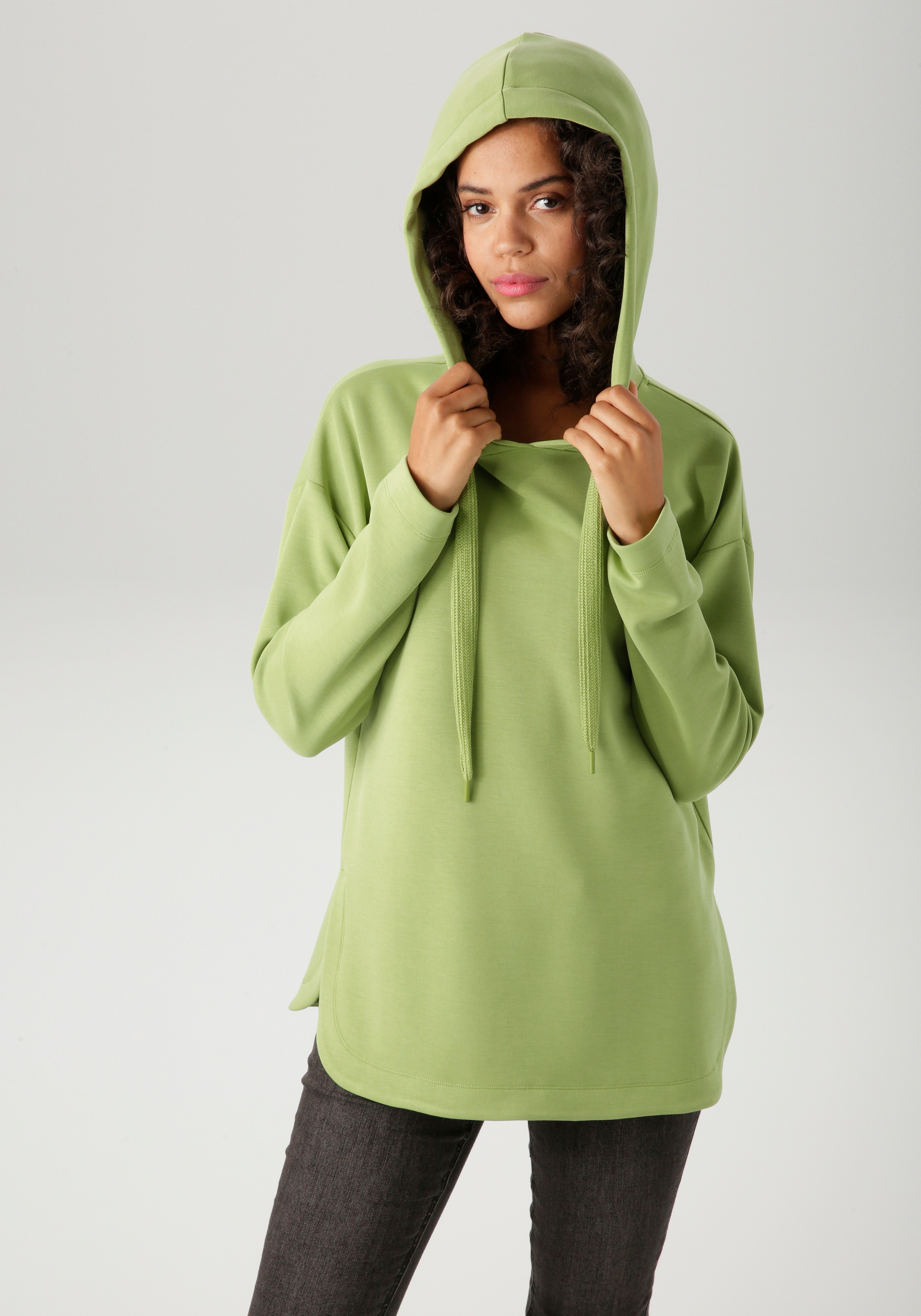Aniston CASUAL Sweatshirt, mit Bindeband an der Kapuze günstig online kaufen