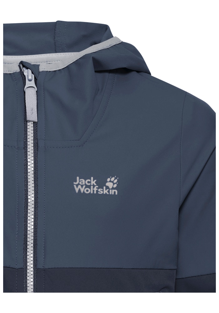Jack Wolfskin Softshelljacke »SANDBIRD HOODED JKT K« mit Kapuze Winddicht, atmungsaktiv, Übergangsjacke