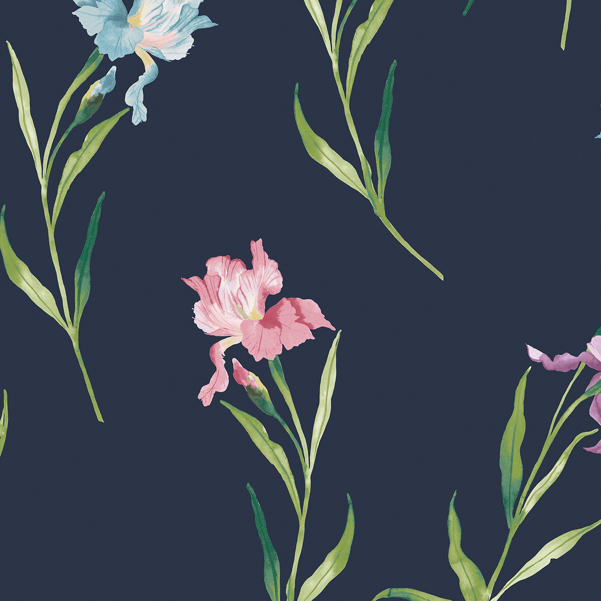 LAURA ASHLEY Vliestapete »Hawling Irises Midnight Seaspray«, geblümt, 10mx52cm (ca. 5m2)