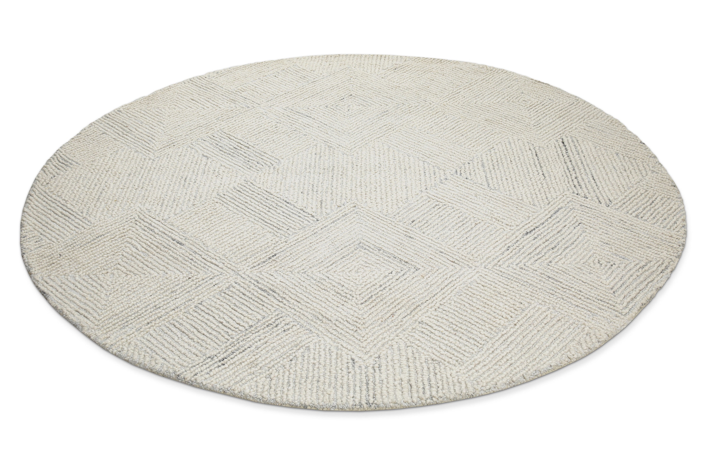 Wecon home Teppich »Hamptons THIRTYTHREE«, rund, 15 mm Höhe, Fasermix, Kurzflor, Wohnzimmer, elegant, robust, geometrisches Design