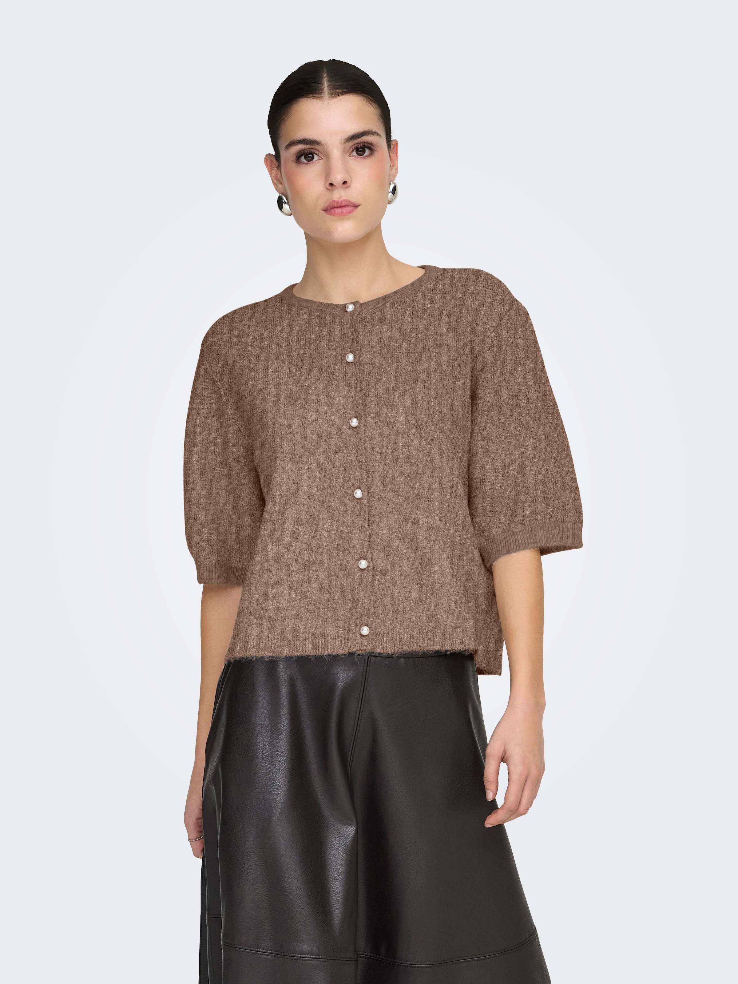 JDY Strickjacke "JDYRUE LIFE 2/4 PEARL CARDIGAN KNT" Materialmix