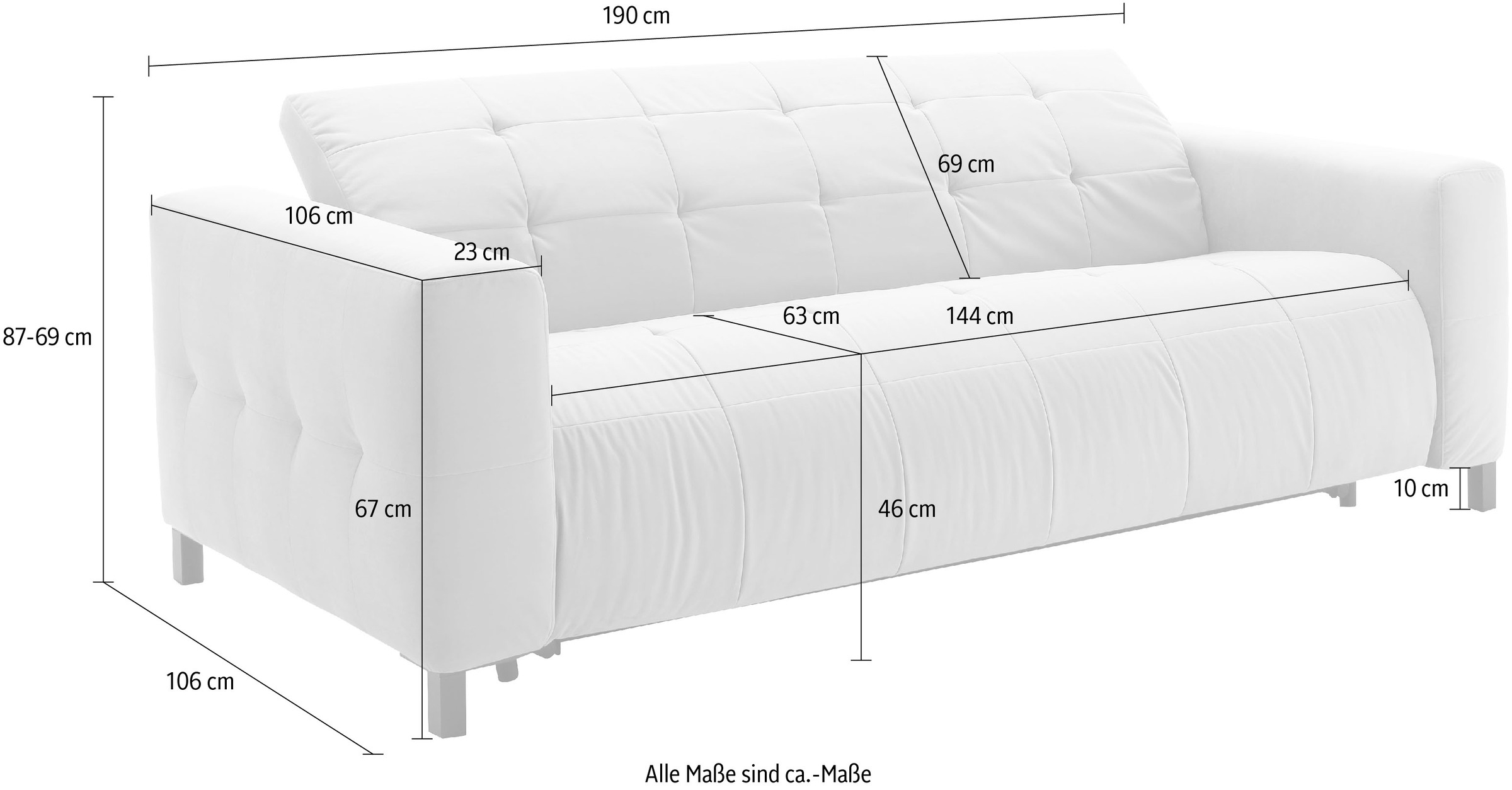 Places of Style Schlafsofa »Termini ; als Dauerschläfer geeignet durch hochwertigen Faltbeschlag«, drei Breiten und 3 Matratzenausführungen, belastbar 200 bis 270 kg