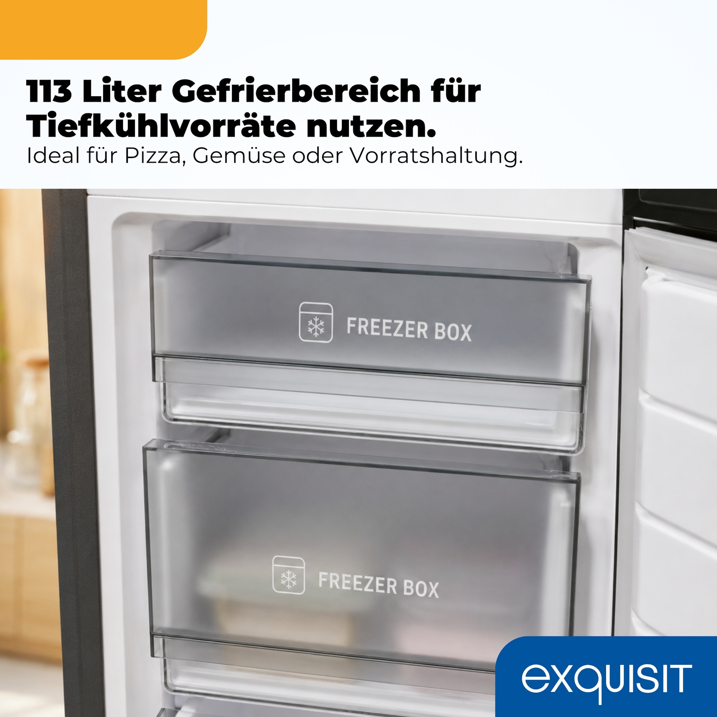 exquisit Kühl-/Gefrierkombination »KGC380-115-NF-040A inoxlook-az« 200,5 cm hoch 59,5 cm breit Humidity Box für optimale Feuchtigkeitsregulierung & kein Abtauen mehr