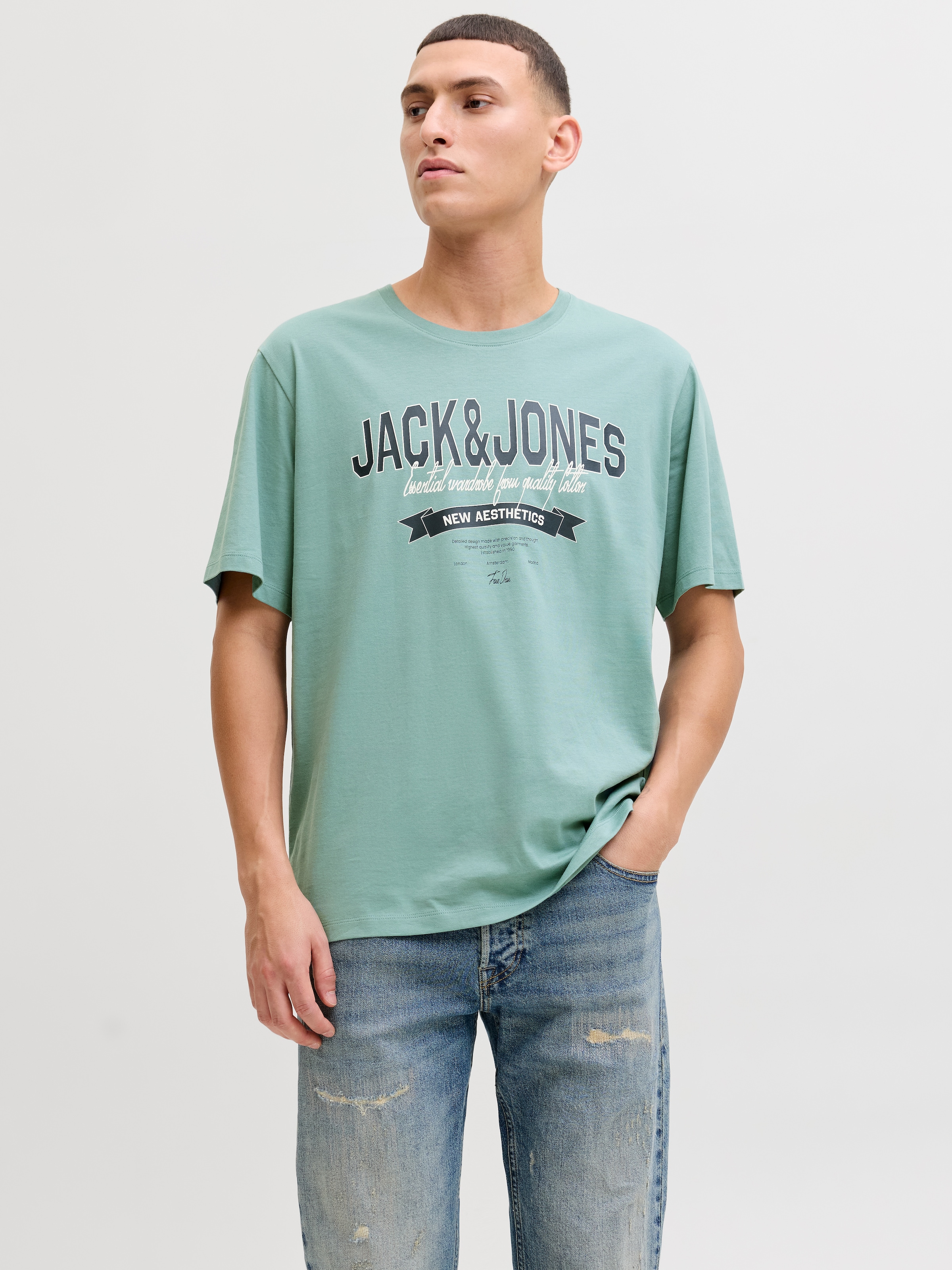 Jack & Jones Rundhalsshirt "JJELOGO TEE SS O-NECK 2 COL SS26 SN" mit Grafik günstig online kaufen