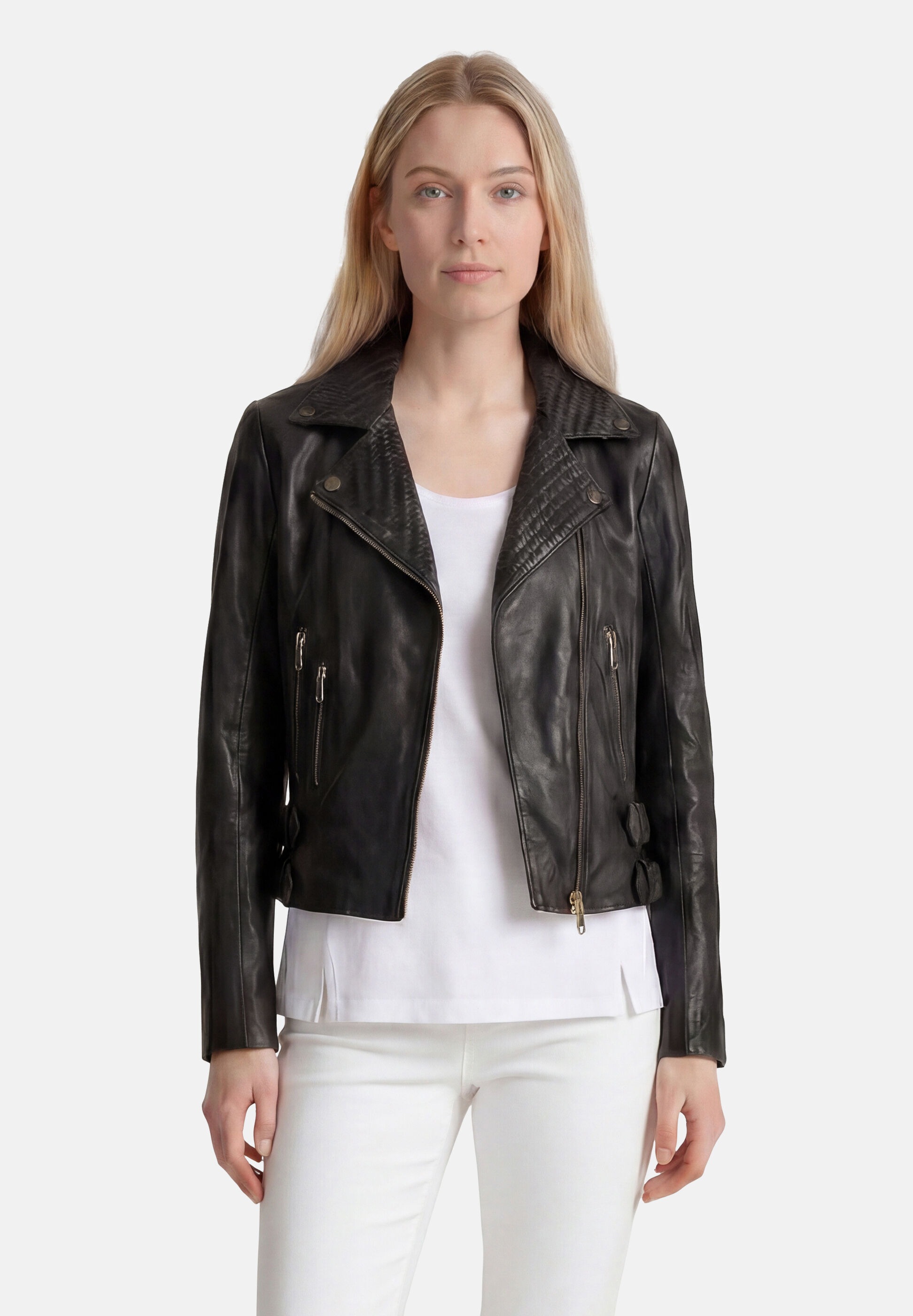 Apple of Eden Lederjacke »Apple of Eden Lederjacke« ohne Kapuze mit geflochtenem Reverskragen