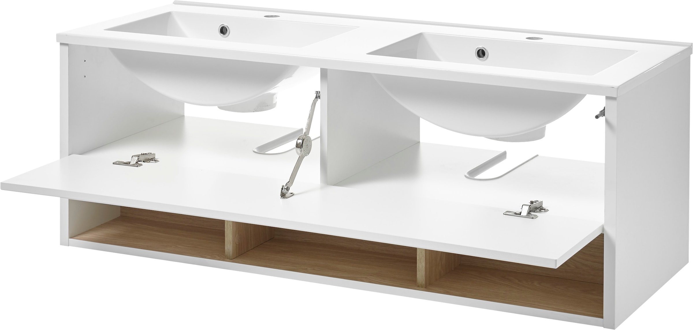 Places of Style Badmöbel-Set »Studio Line, Bad im modernen Design, 2-teiliges Badezimmer«, (2 St.), Waschtisch und Spiegel, in zwei Farben verfügbar, viel Stauraum