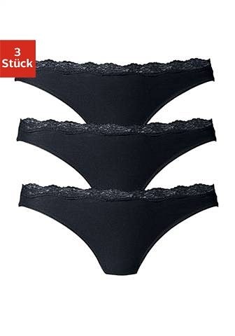 BAUR LASCANA aus mit 3 Spitze ▷ zarter für St.), String, | elastischer Baumwolle (Packung,