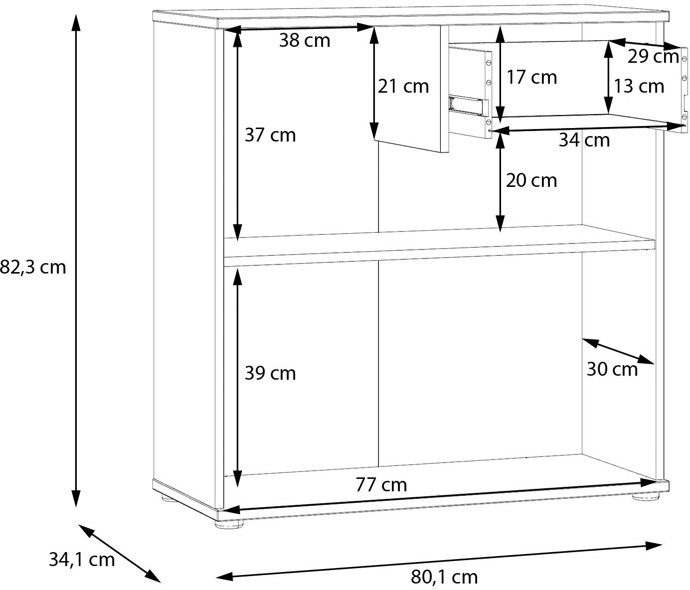 FORTE Kommode »Ganymede« Kommode, Stauraum, Schublade; Metallgriffe, 4 Dekore, Breite 80,1cm