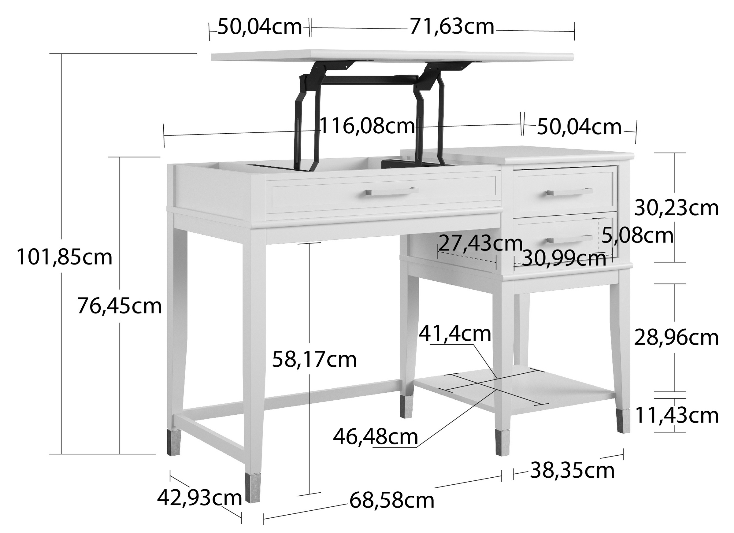 BAUR Schreibtisch Tischplatte mit kaufen »Westerleigh«, Cosmopolitan | CosmoLiving by höhenverstellbarer