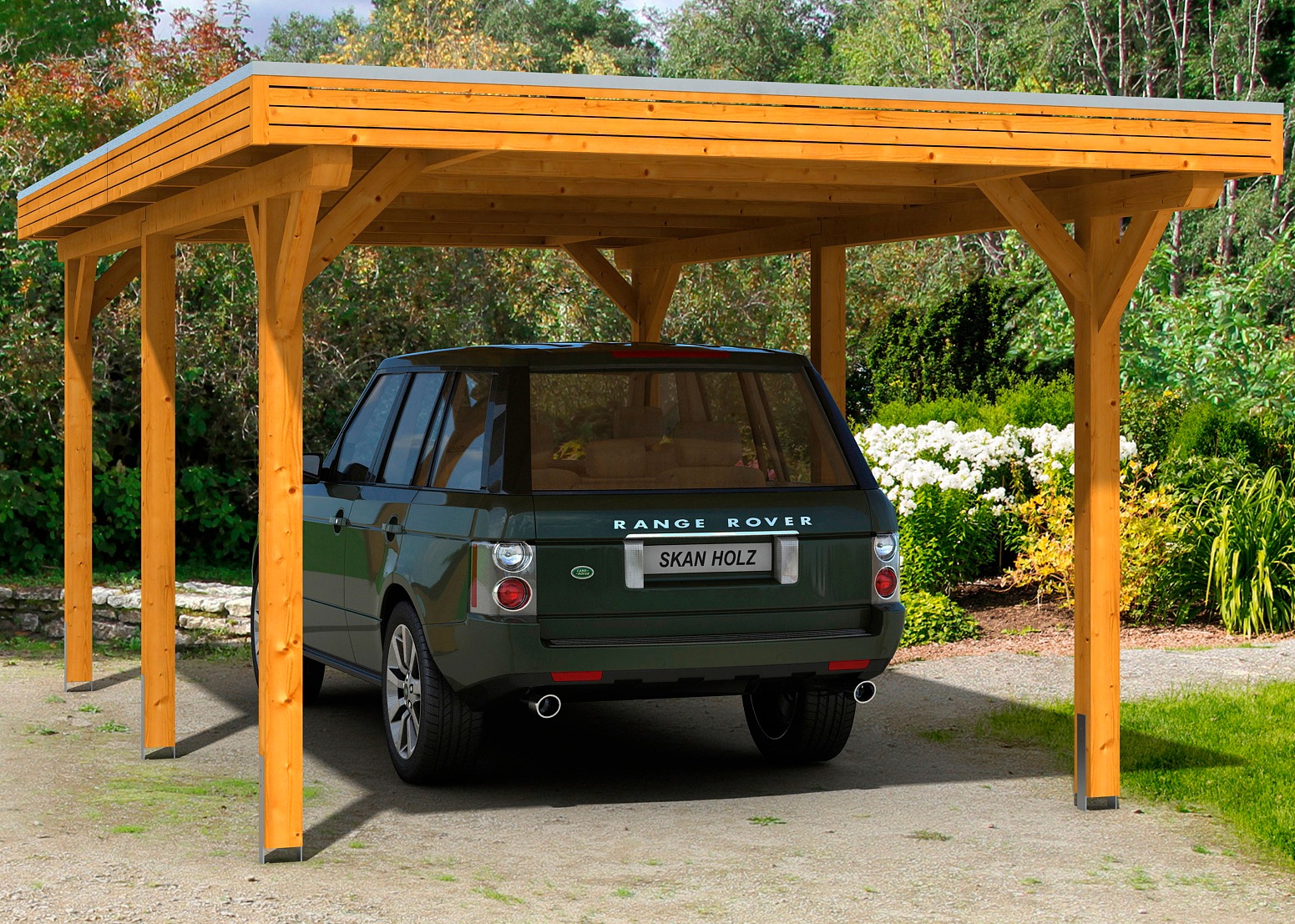 Skanholz Einzelcarport "Spessart", Leimholz-Nordisches Fichtenholz, 291 cm, hellbraun