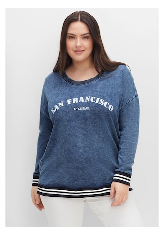 Sheego Sweatshirt »Sweatshirt«, in Denim-Optik mit Ringelbündchen kaufen